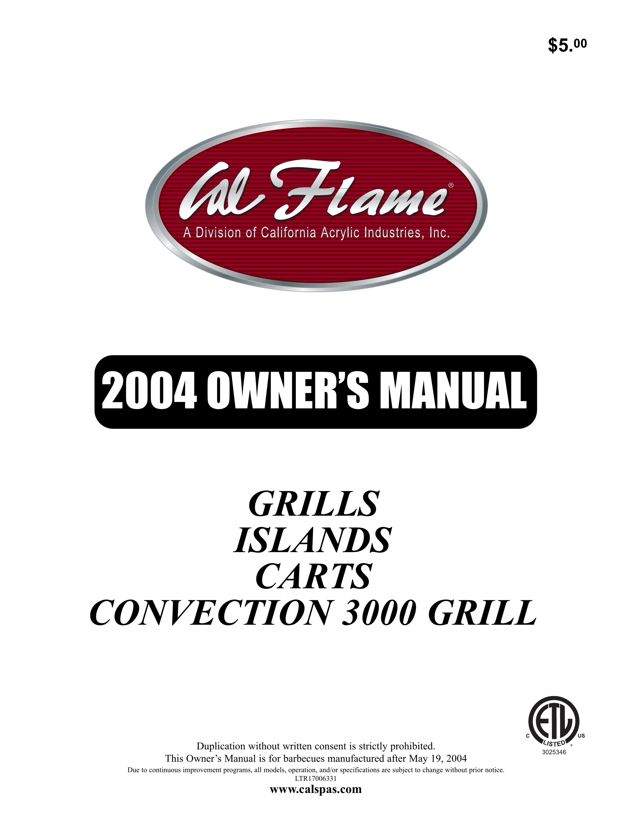 Cal Flame 3000 Outdoor Kitchen Island User Manual