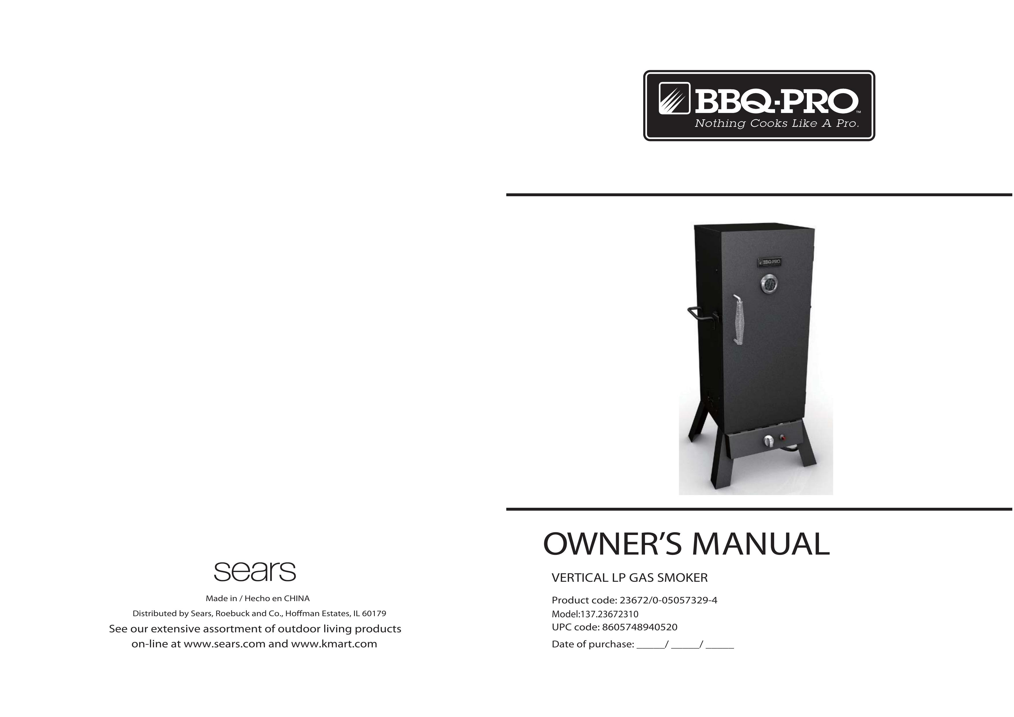 BBQ Pro 137.23672310 Smoker User Manual