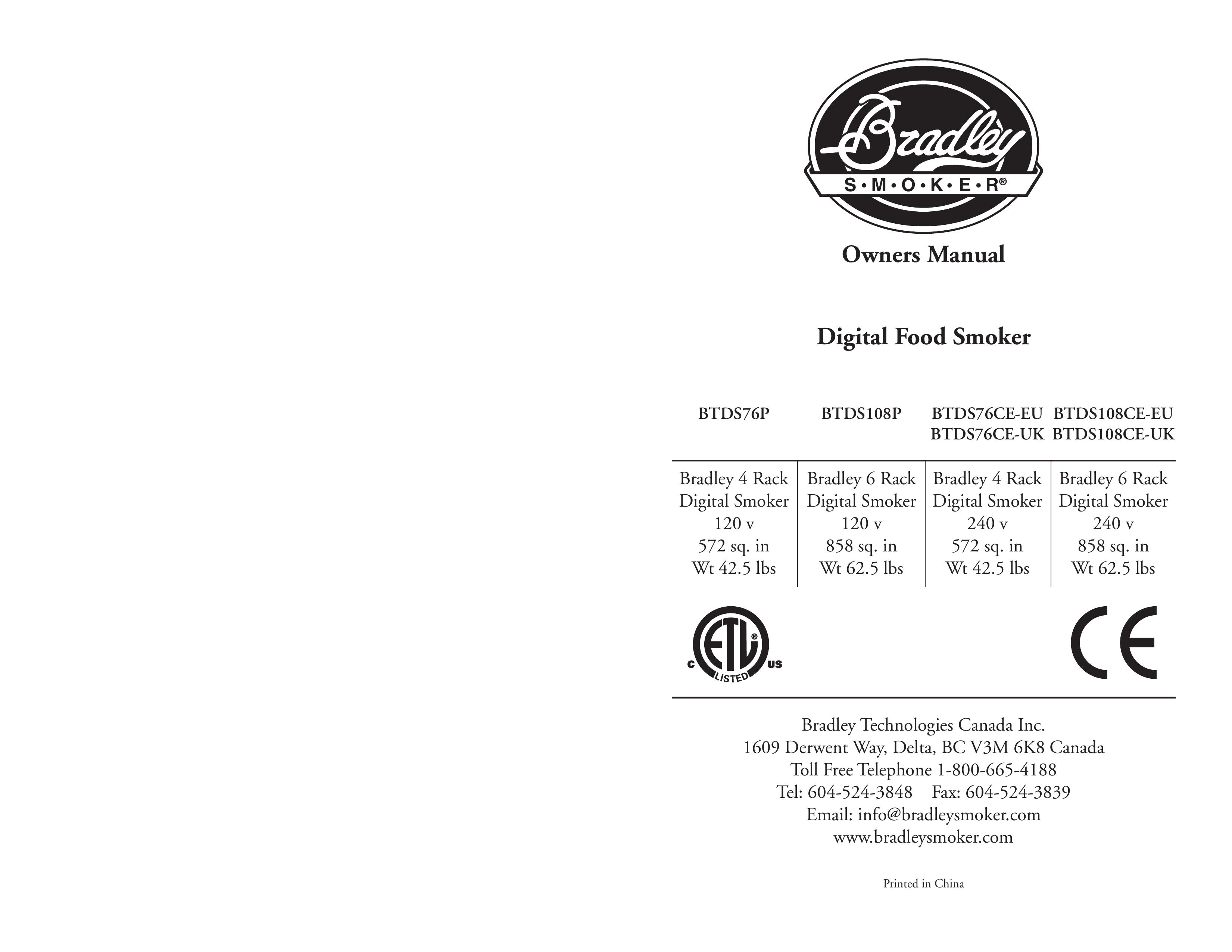 Bradley Smoker BTDS108CE-UK Smoker User Manual