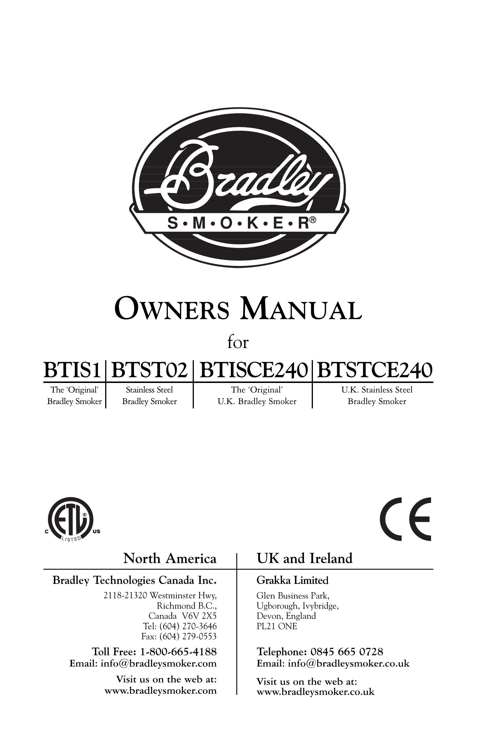 Bradley Smoker BTSTCE240 Smoker User Manual