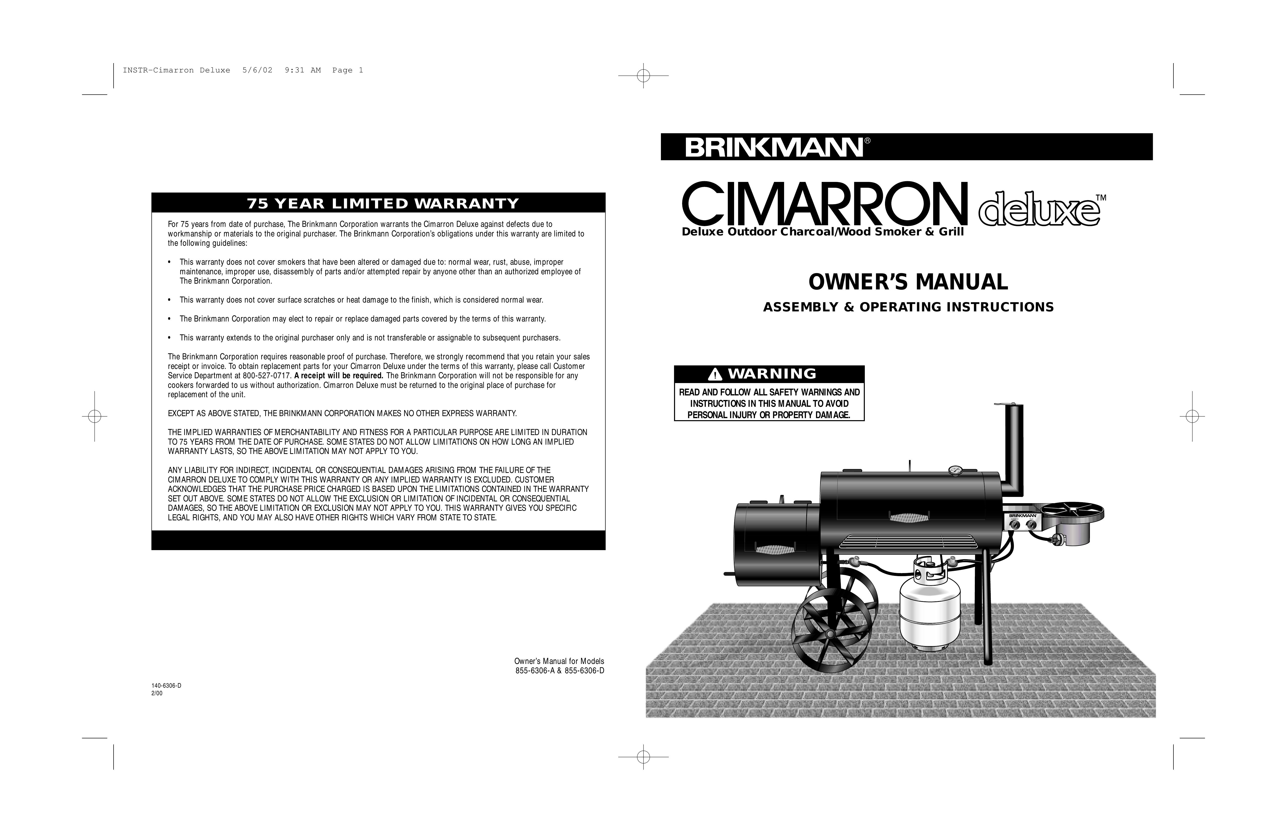 Brinkmann Charcoal Smoker Smoker User Manual