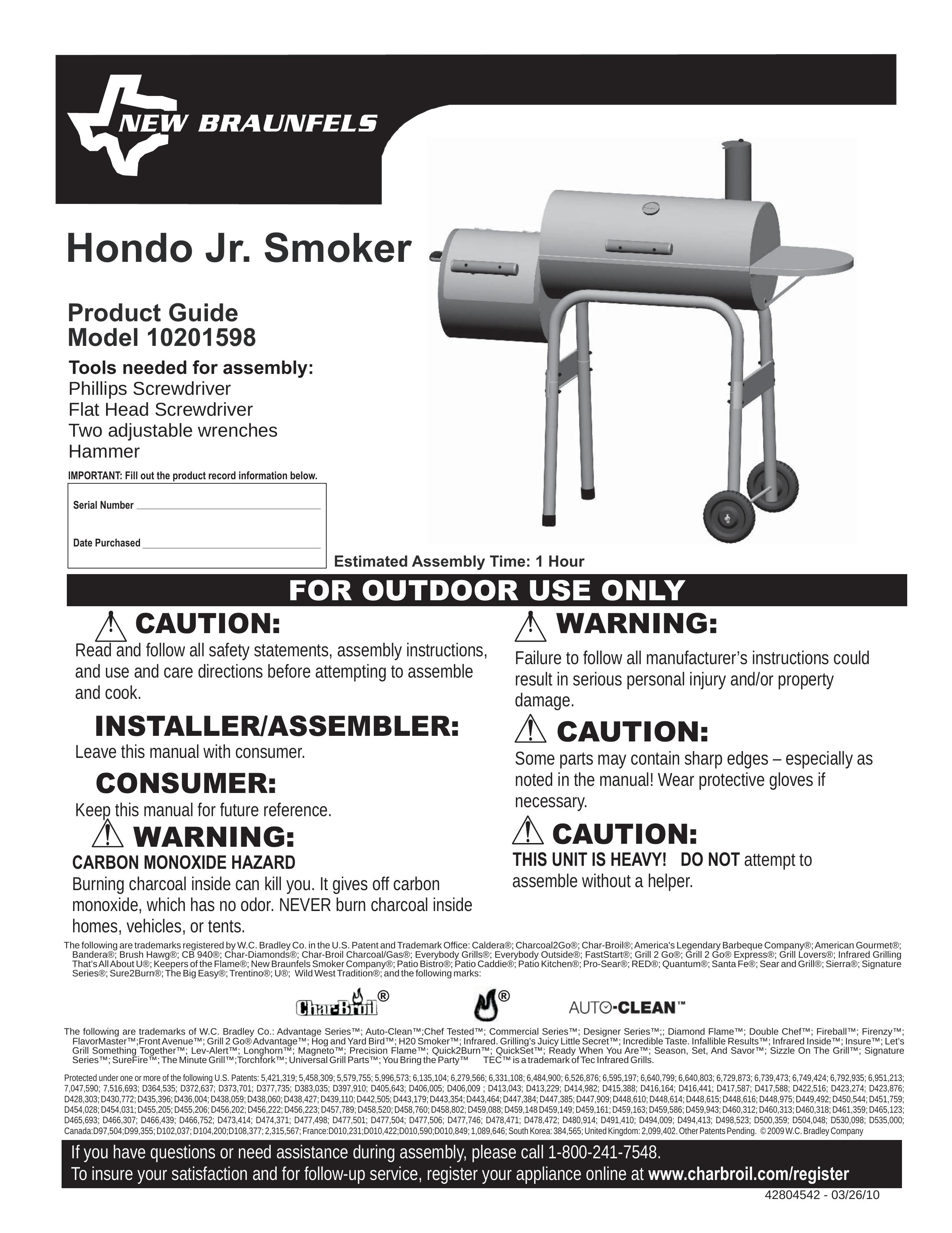 Char-Broil 10201598 Smoker User Manual