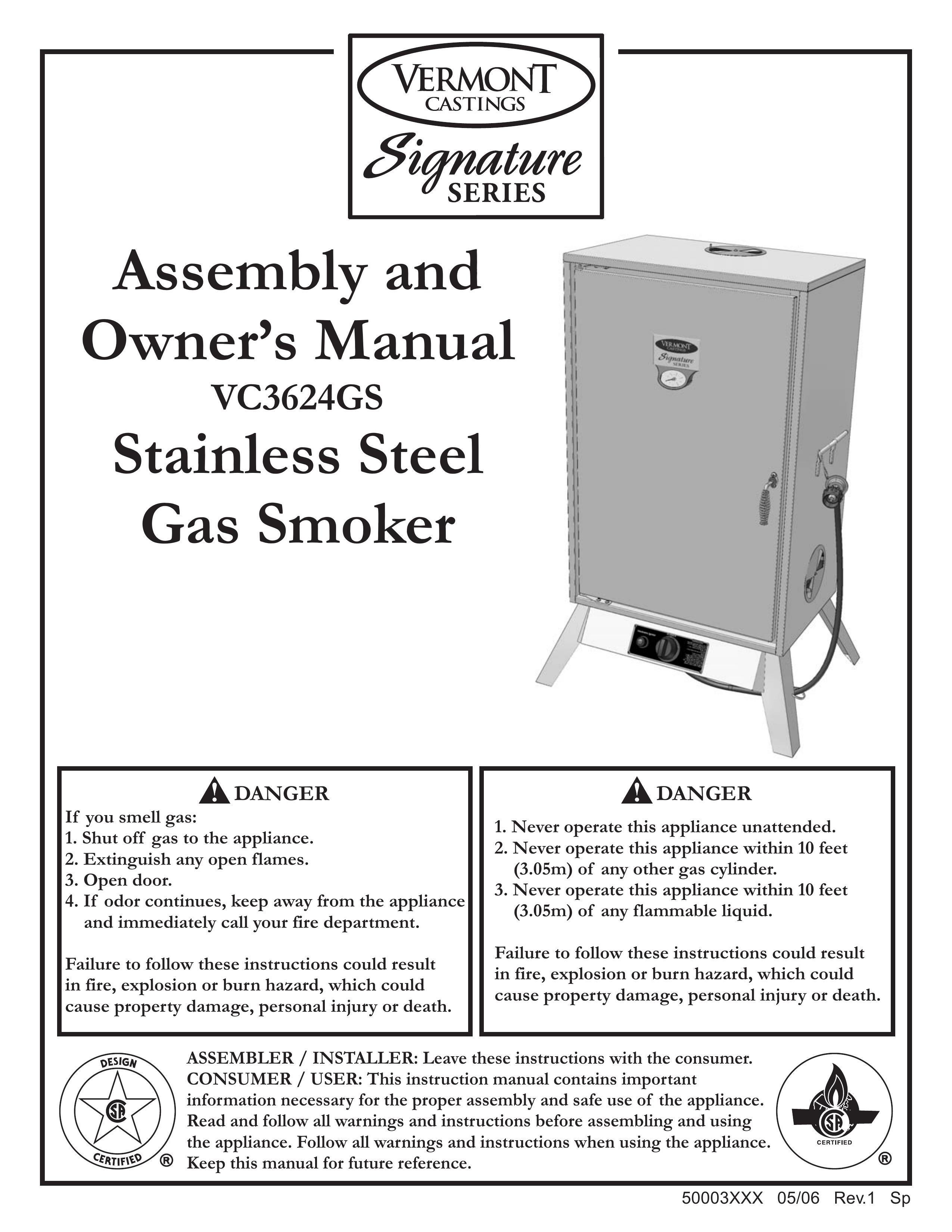 Vermont Casting VC3624GS Smoker User Manual
