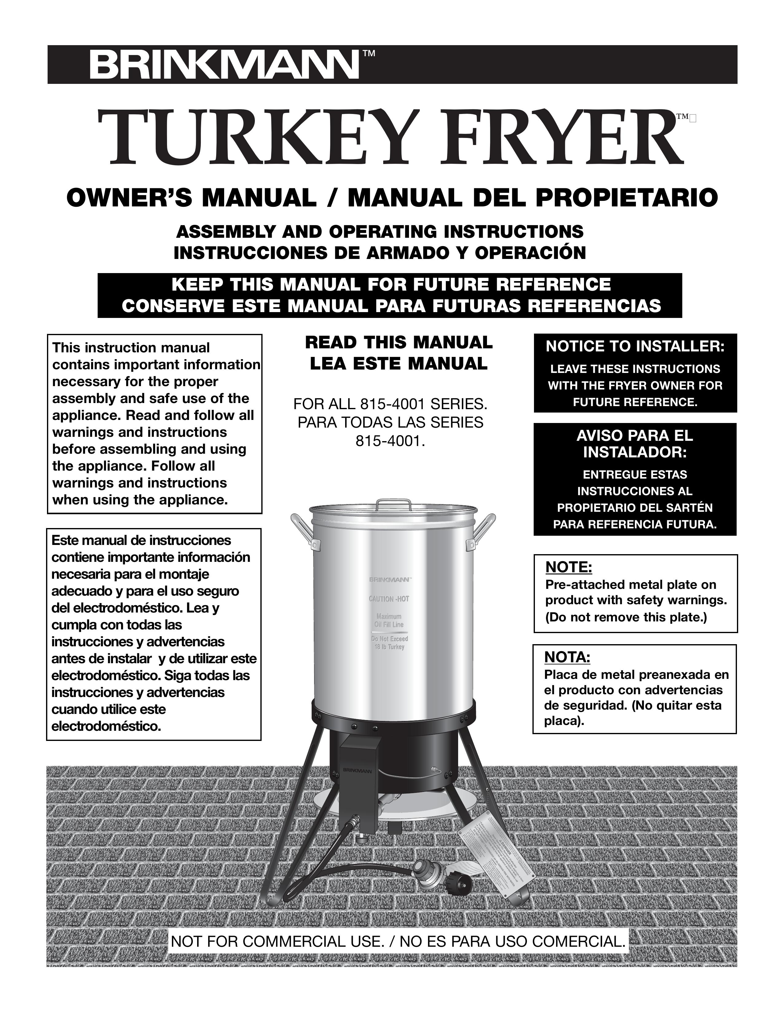 Brinkmann 815-4001-S Turkey Fryer User Manual