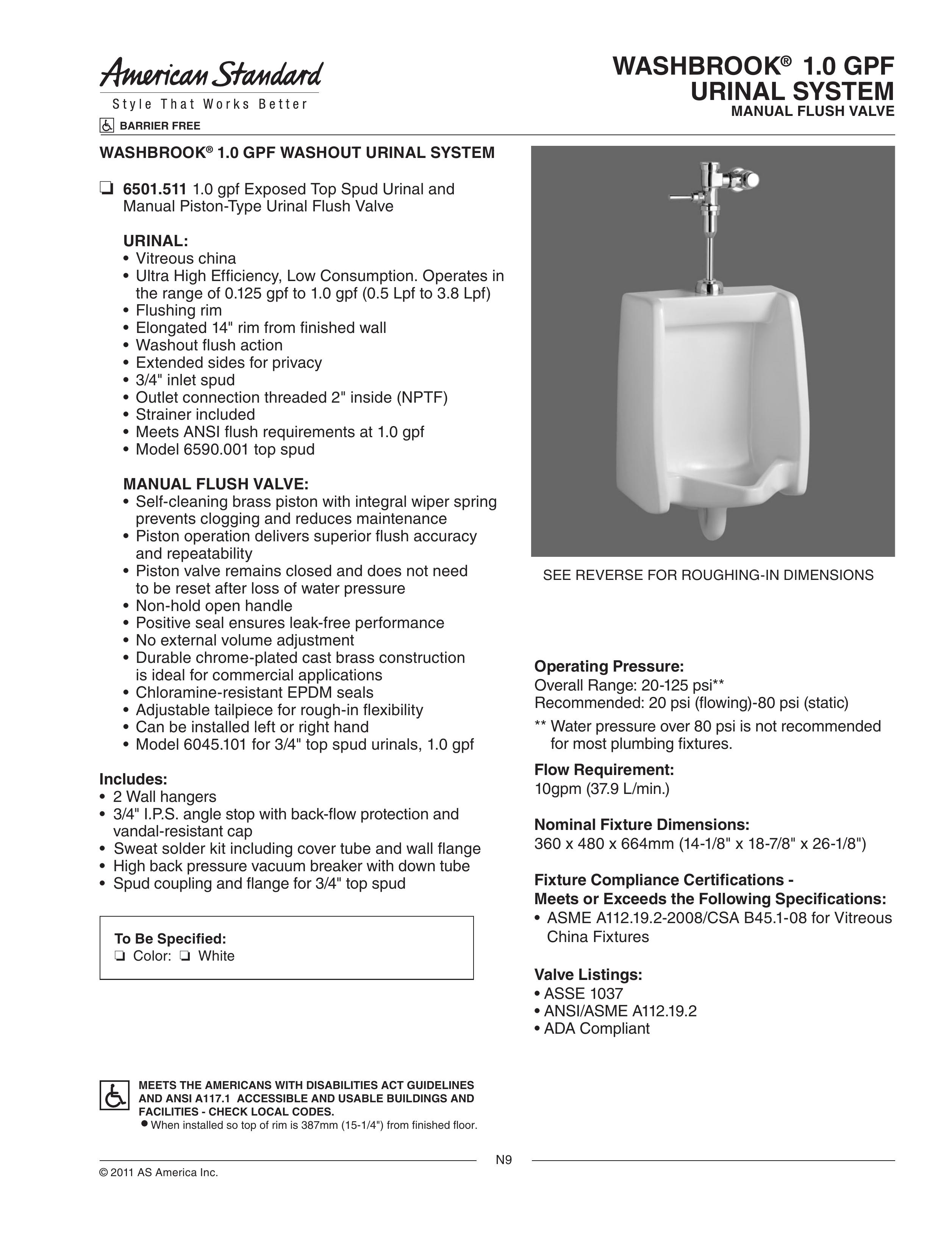 American Standard 1.0 GPF Bathroom Aids User Manual