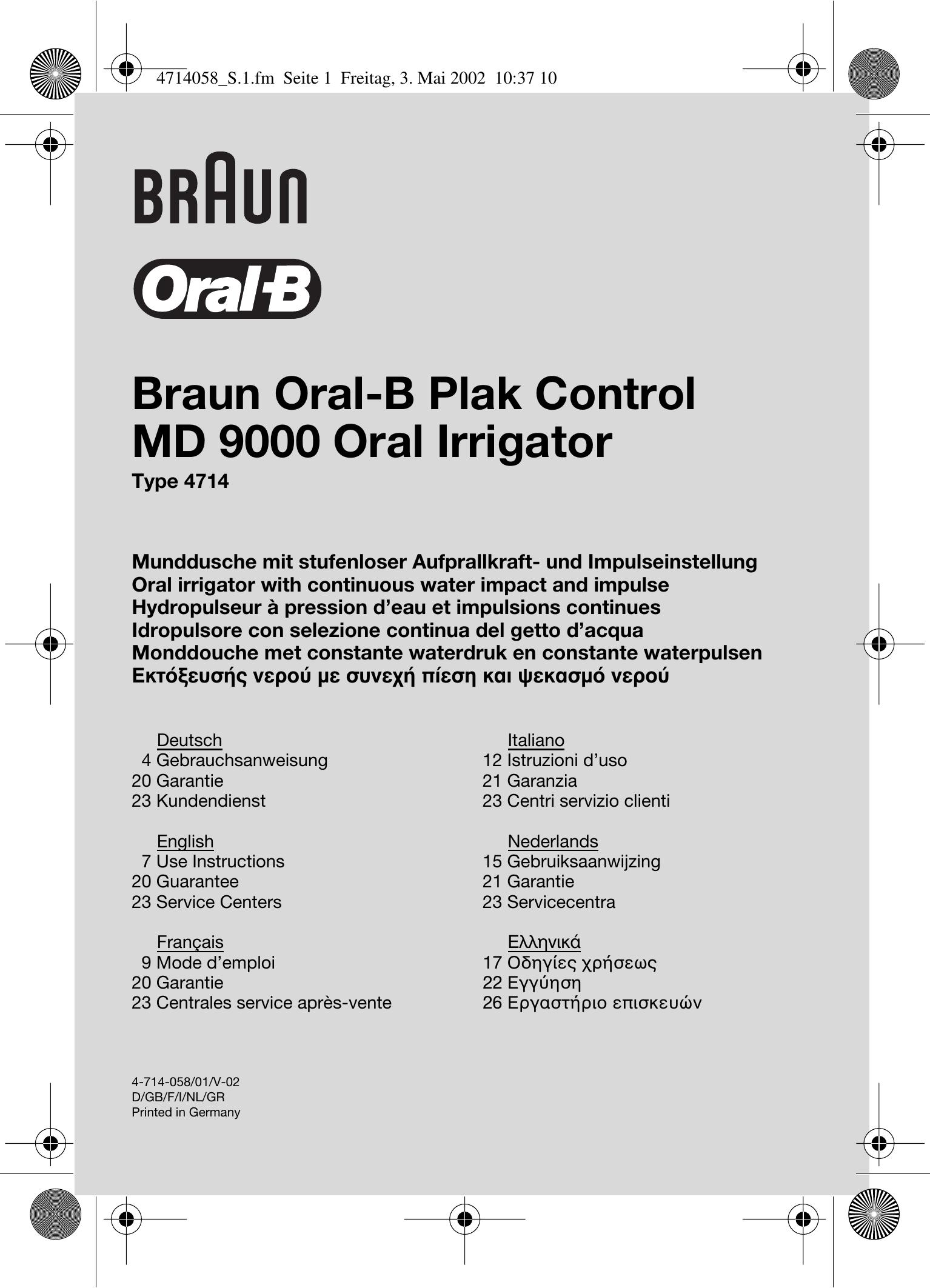 Braun MD 9000 Bathroom Aids User Manual