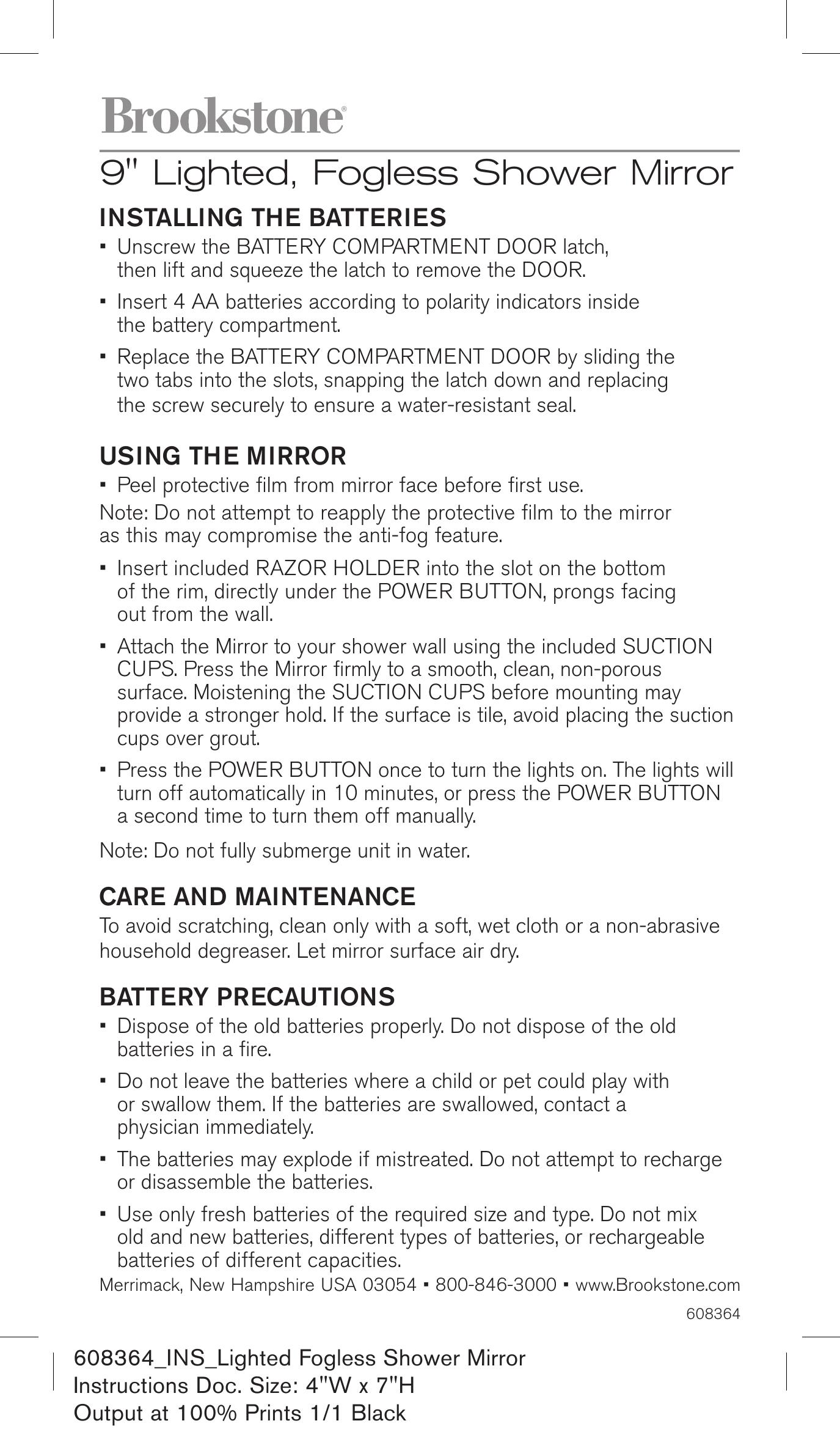 Brookstone 608364 Bathroom Aids User Manual