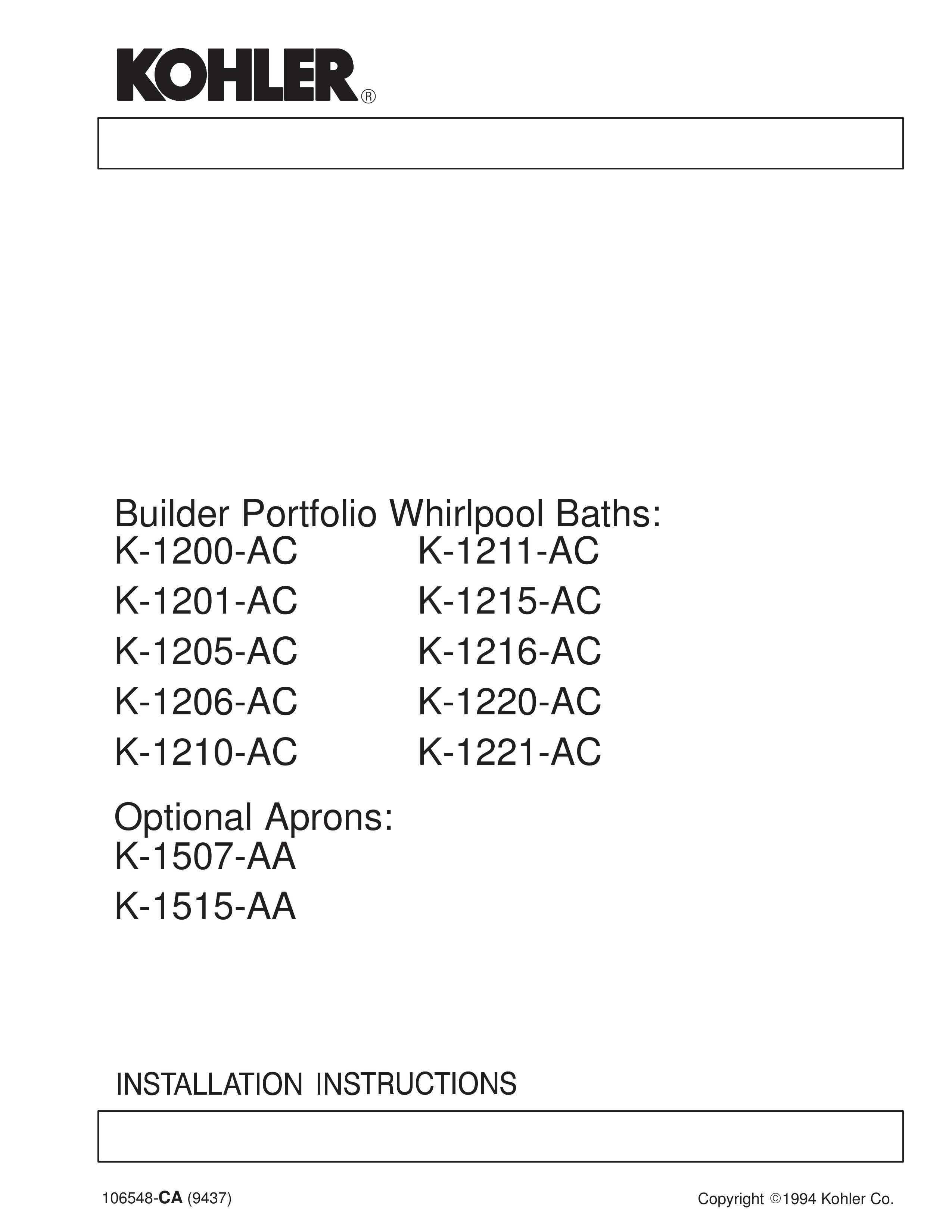 Kohler K-1201-AC Bathroom Aids User Manual