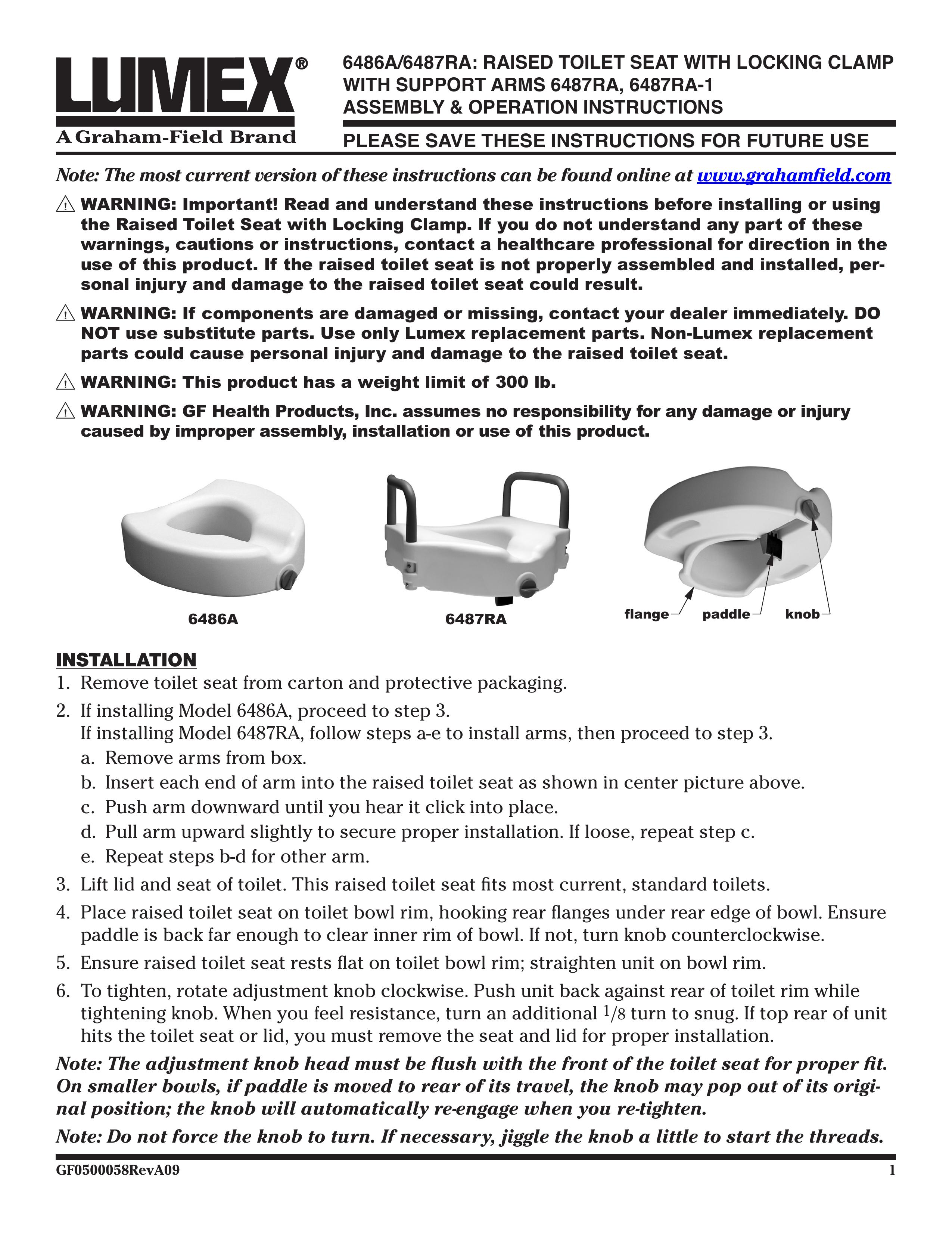 Lumex Syatems 6487RA Bathroom Aids User Manual