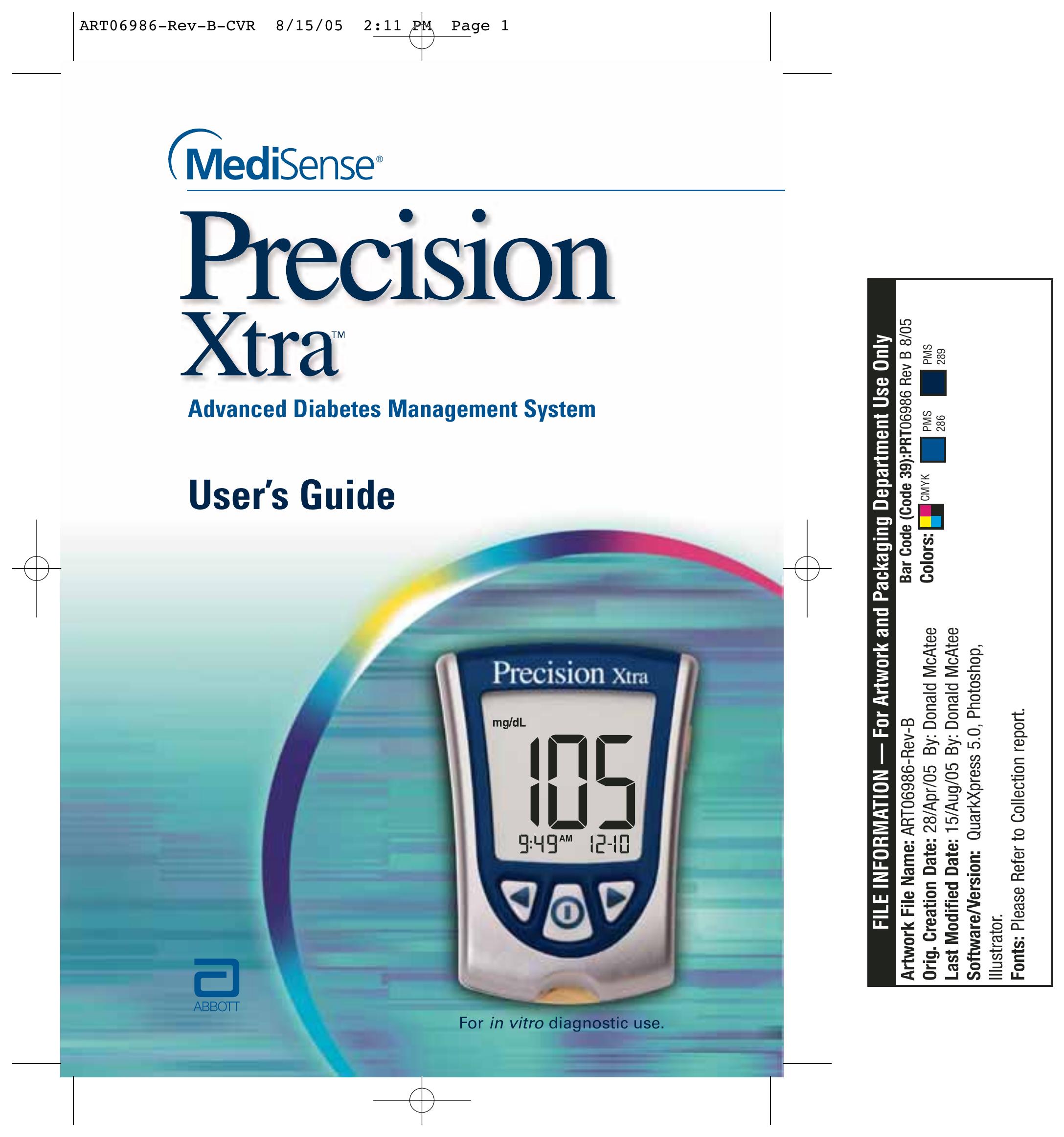 Abbott Diabetes Care ART06986 Blood Glucose Meter User Manual