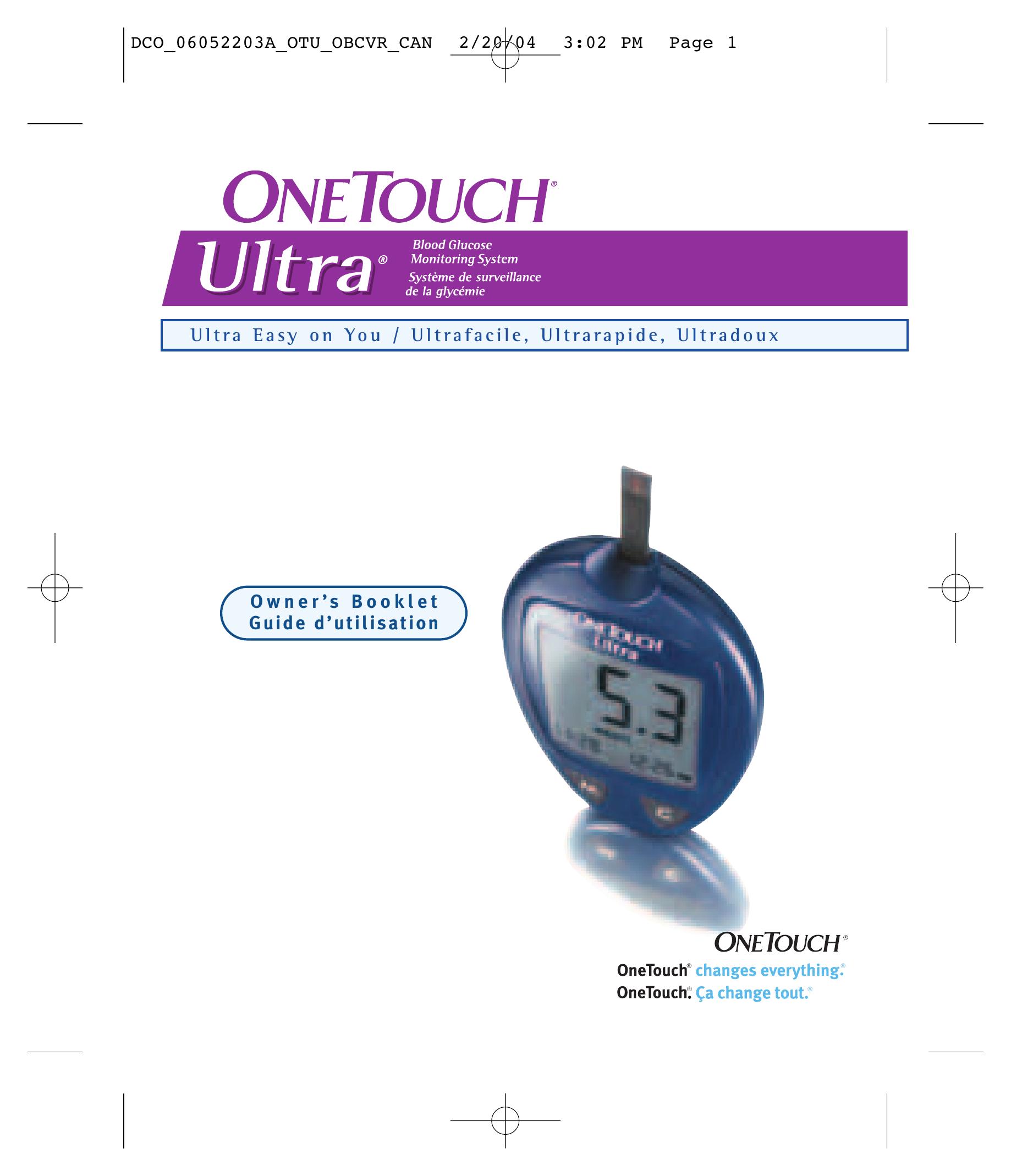 Lifescan OneTouch Ultra Blood Glucose Meter User Manual