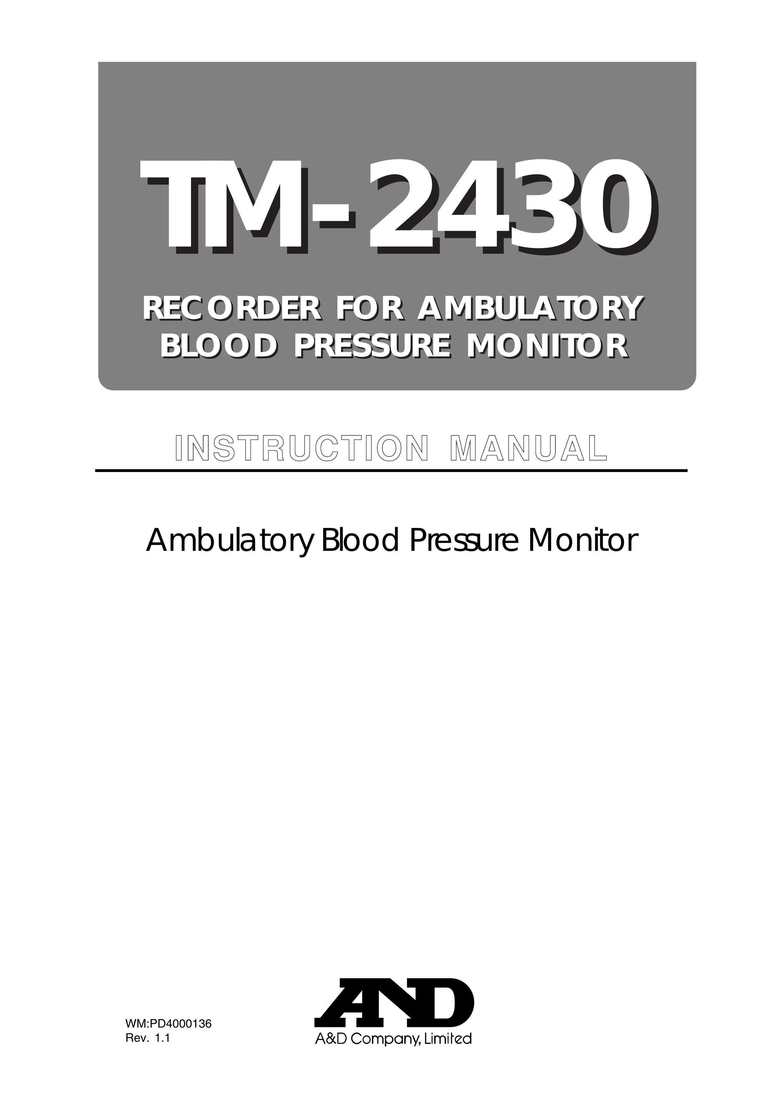 A&D Ambulatory Blood Pressure Monitor Blood Pressure Monitor User Manual