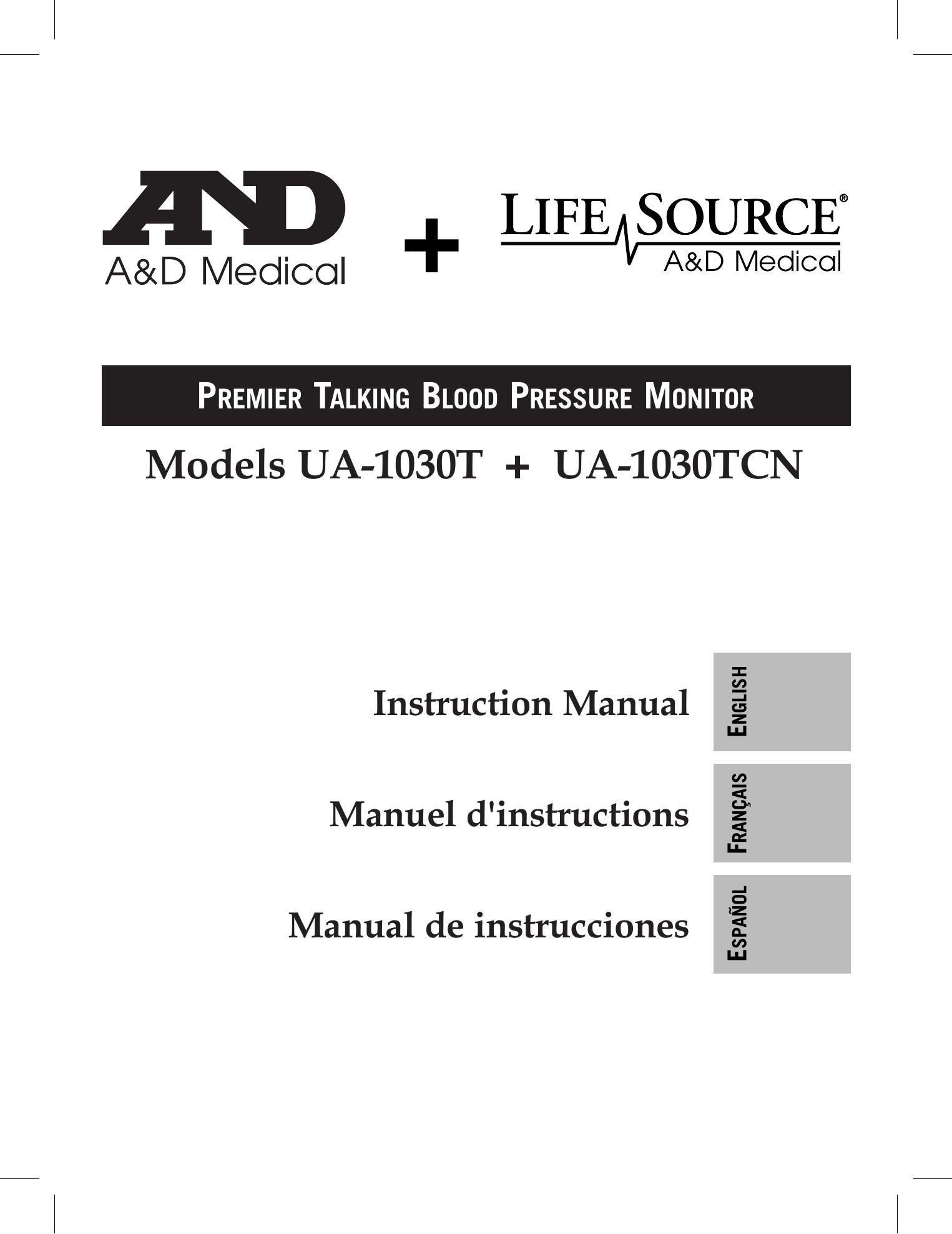 A&D UA-1030T Blood Pressure Monitor User Manual