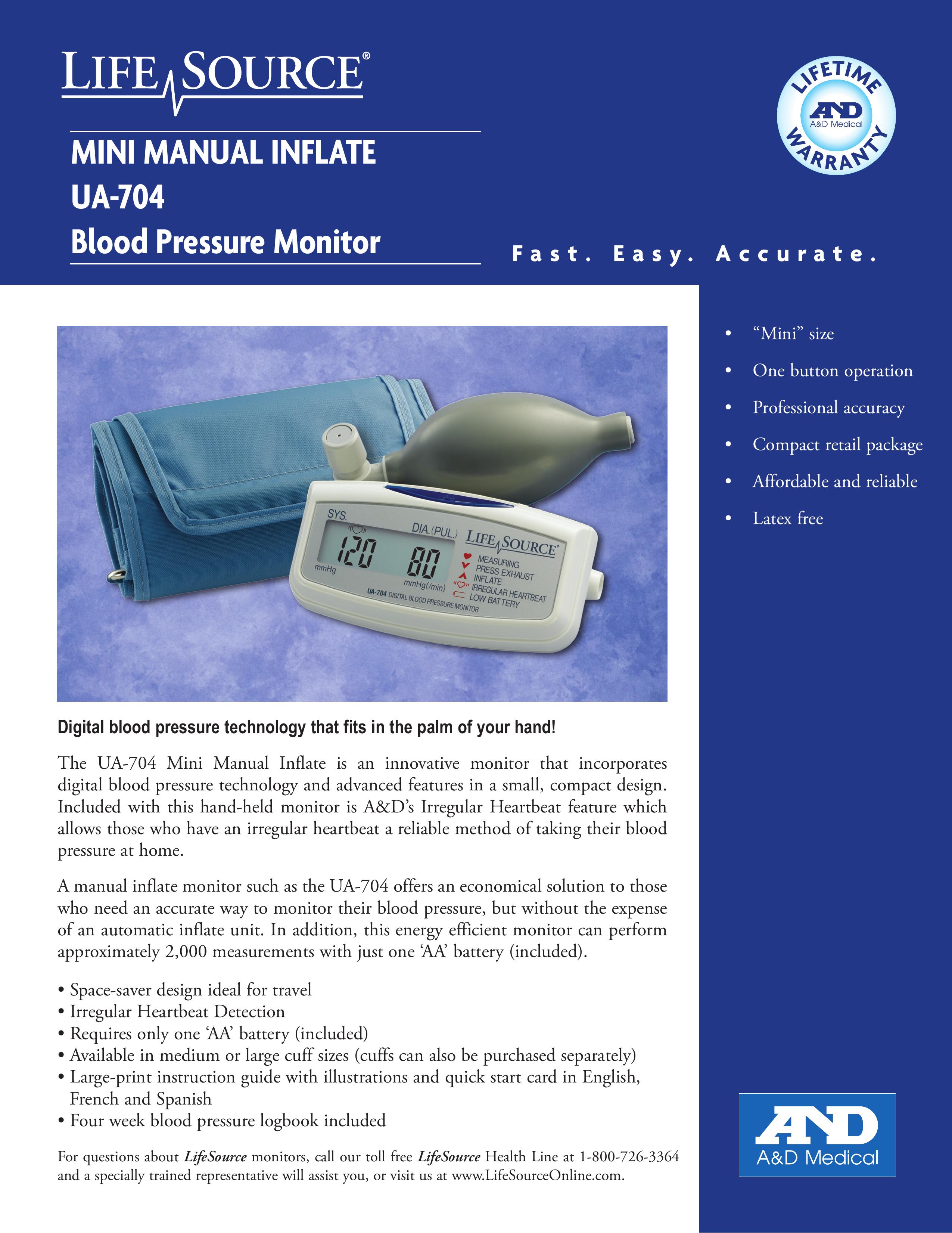A&D UA-704 Blood Pressure Monitor User Manual