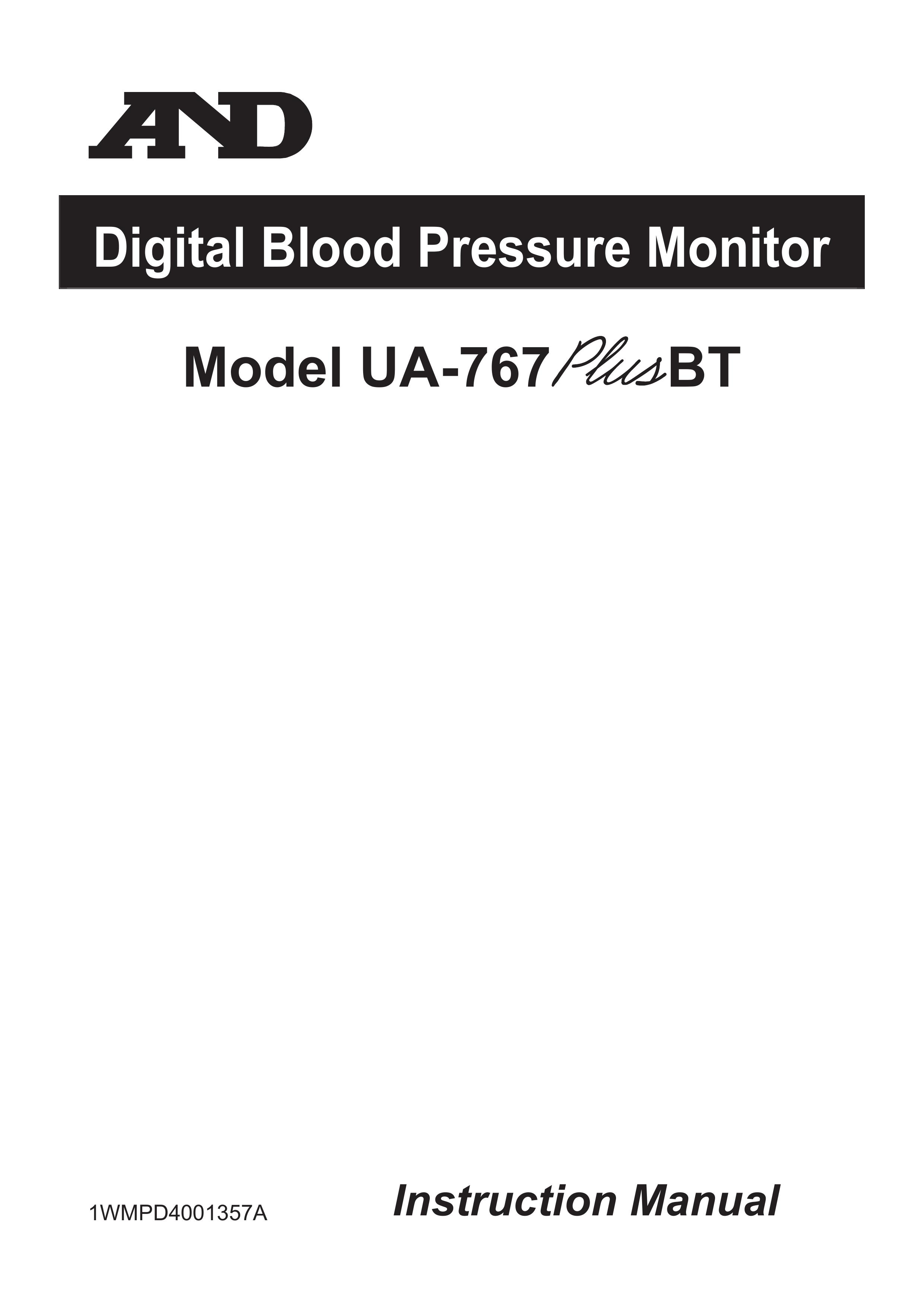 A&D UA-767 Plus BT Blood Pressure Monitor User Manual