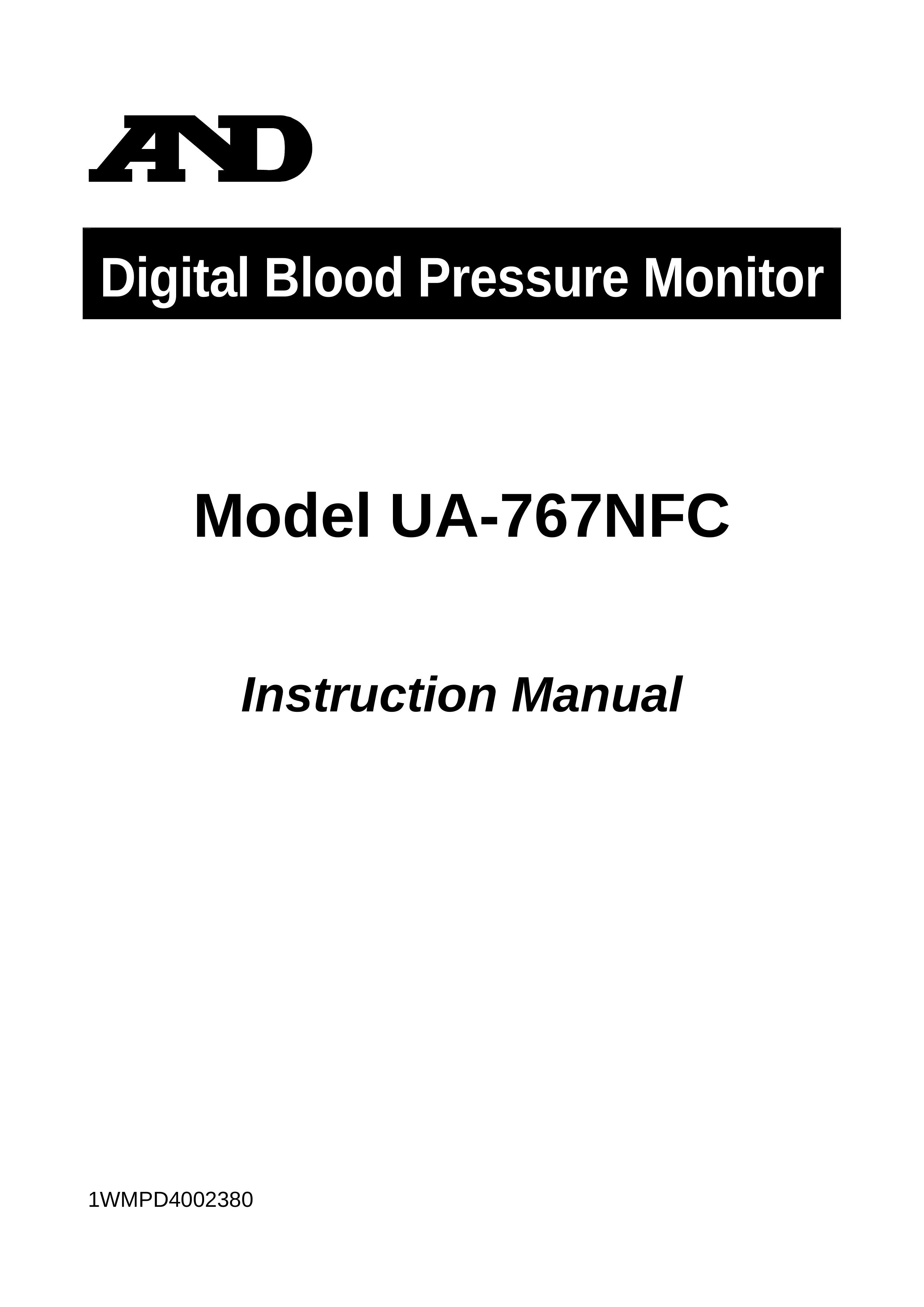A&D UA-767NFC Blood Pressure Monitor User Manual