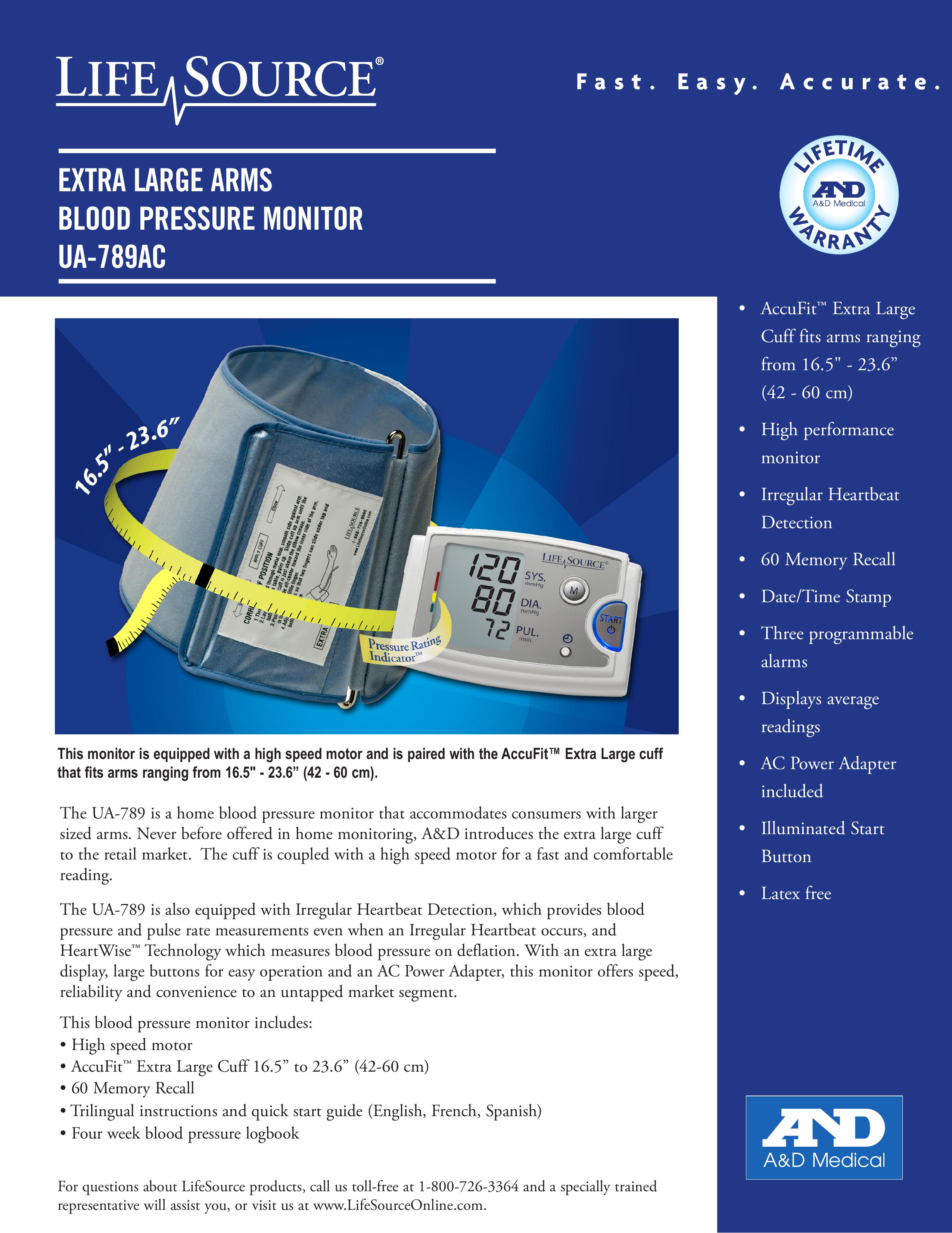 A&D UA-789AC Blood Pressure Monitor User Manual