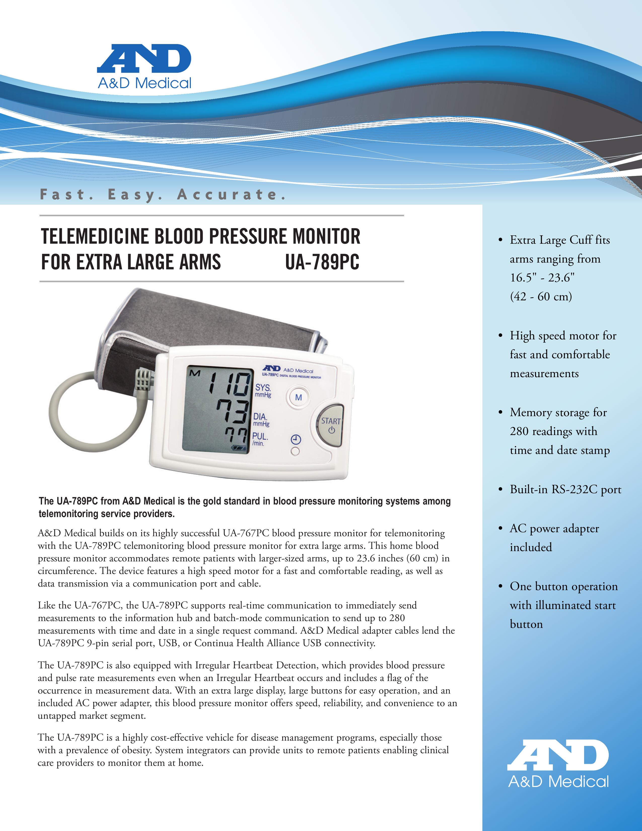 A&D UA-789PC Blood Pressure Monitor User Manual