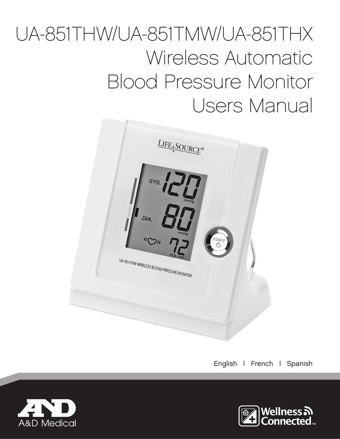 A&D UA-851THW Blood Pressure Monitor User Manual