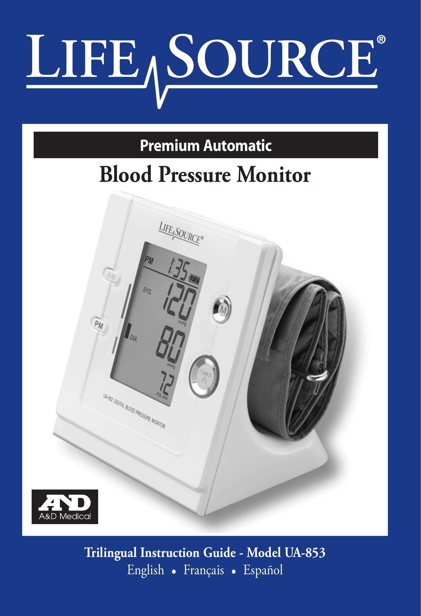 A&D UA-853 Blood Pressure Monitor User Manual