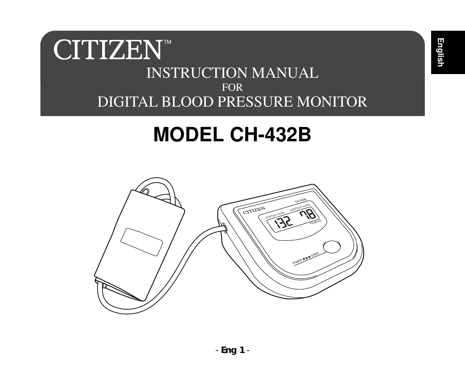 Citizen CH-432B Blood Pressure Monitor User Manual