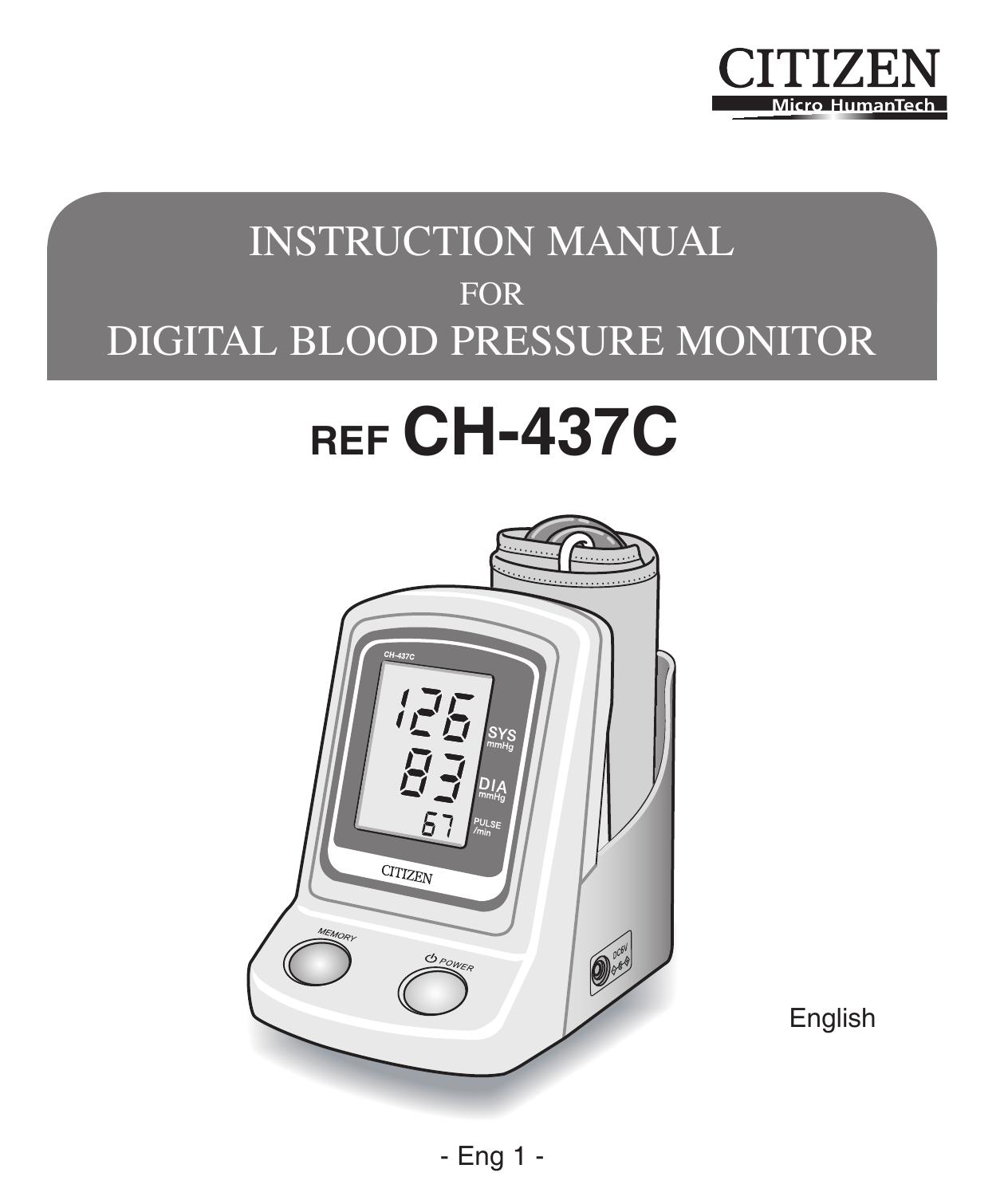Citizen CH-437C Blood Pressure Monitor User Manual