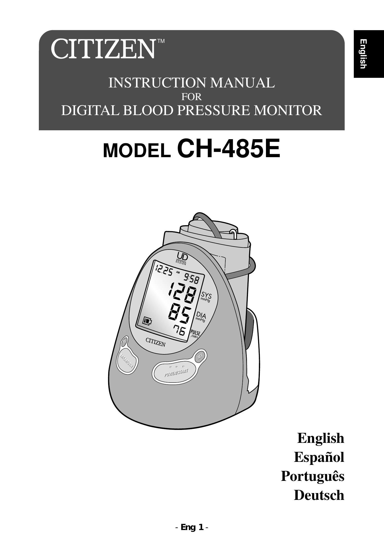 Citizen CH-485E Blood Pressure Monitor User Manual