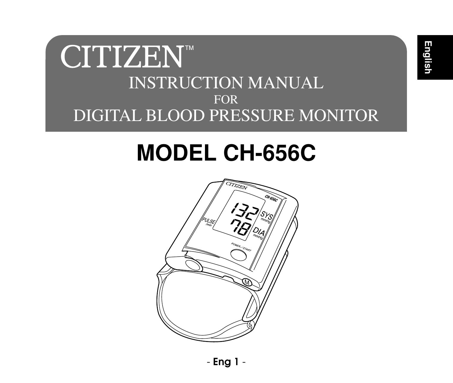 Citizen CH-656C Blood Pressure Monitor User Manual