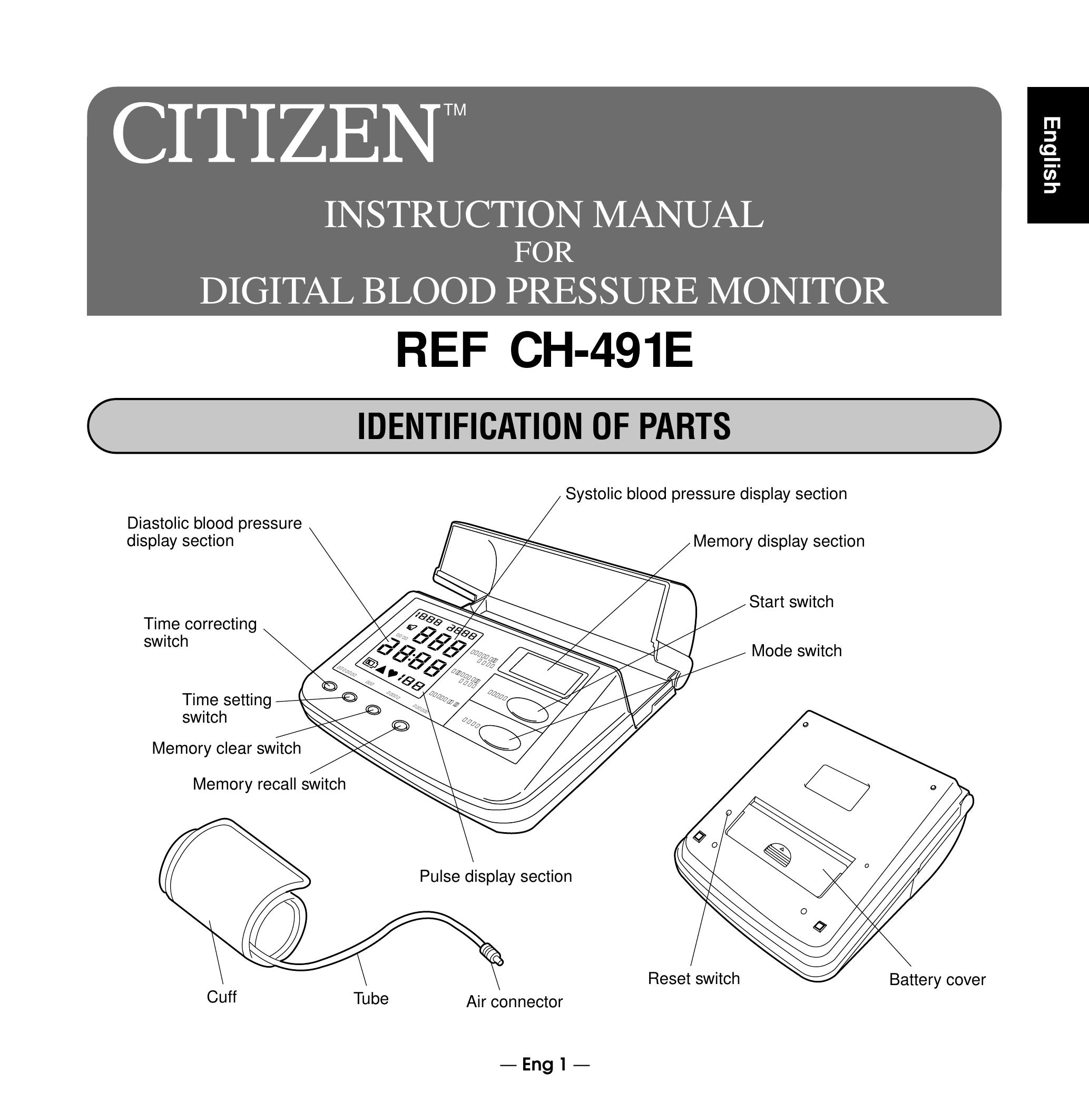 Citizen REF CH-491E Blood Pressure Monitor User Manual
