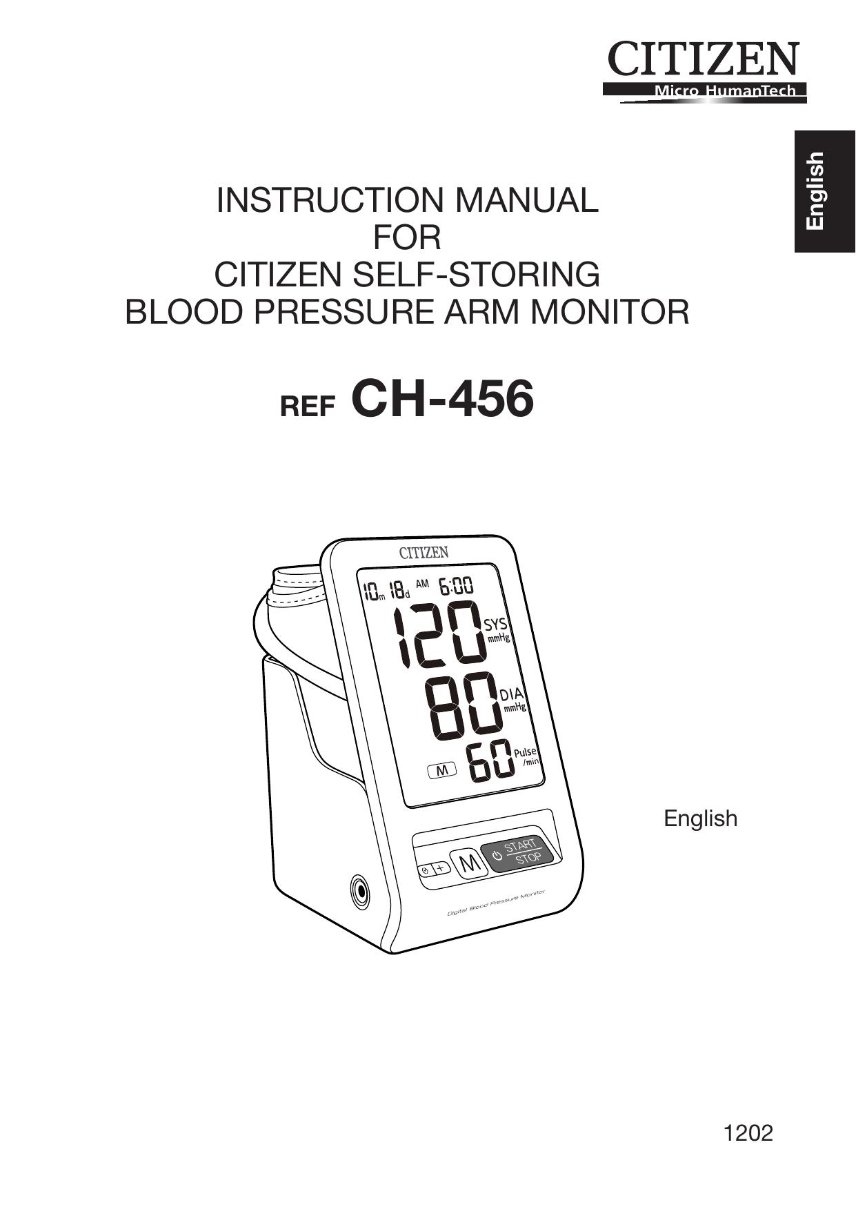 Citizen Systems CH-456 Blood Pressure Monitor User Manual