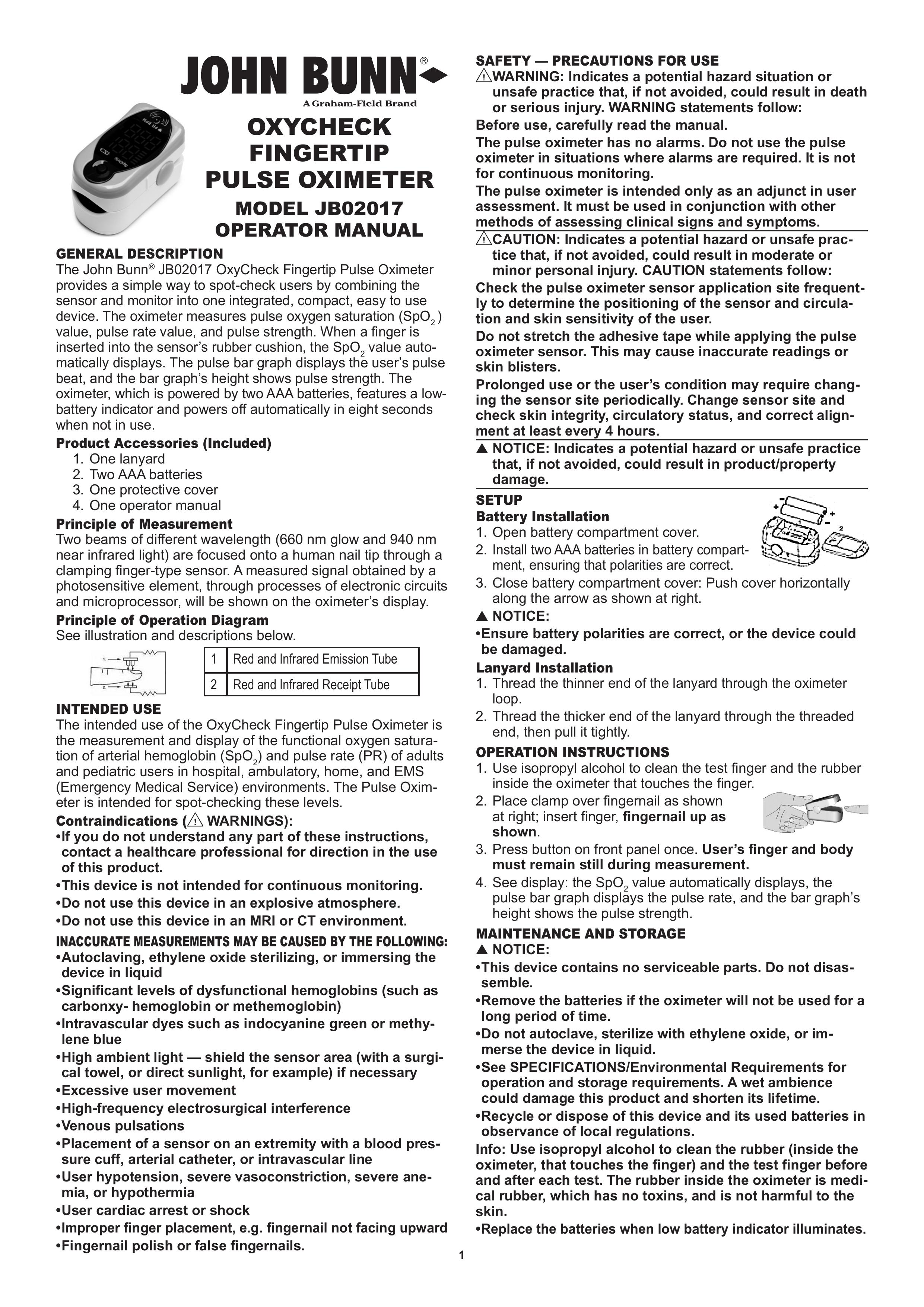 Graham Field JB02017 Blood Pressure Monitor User Manual