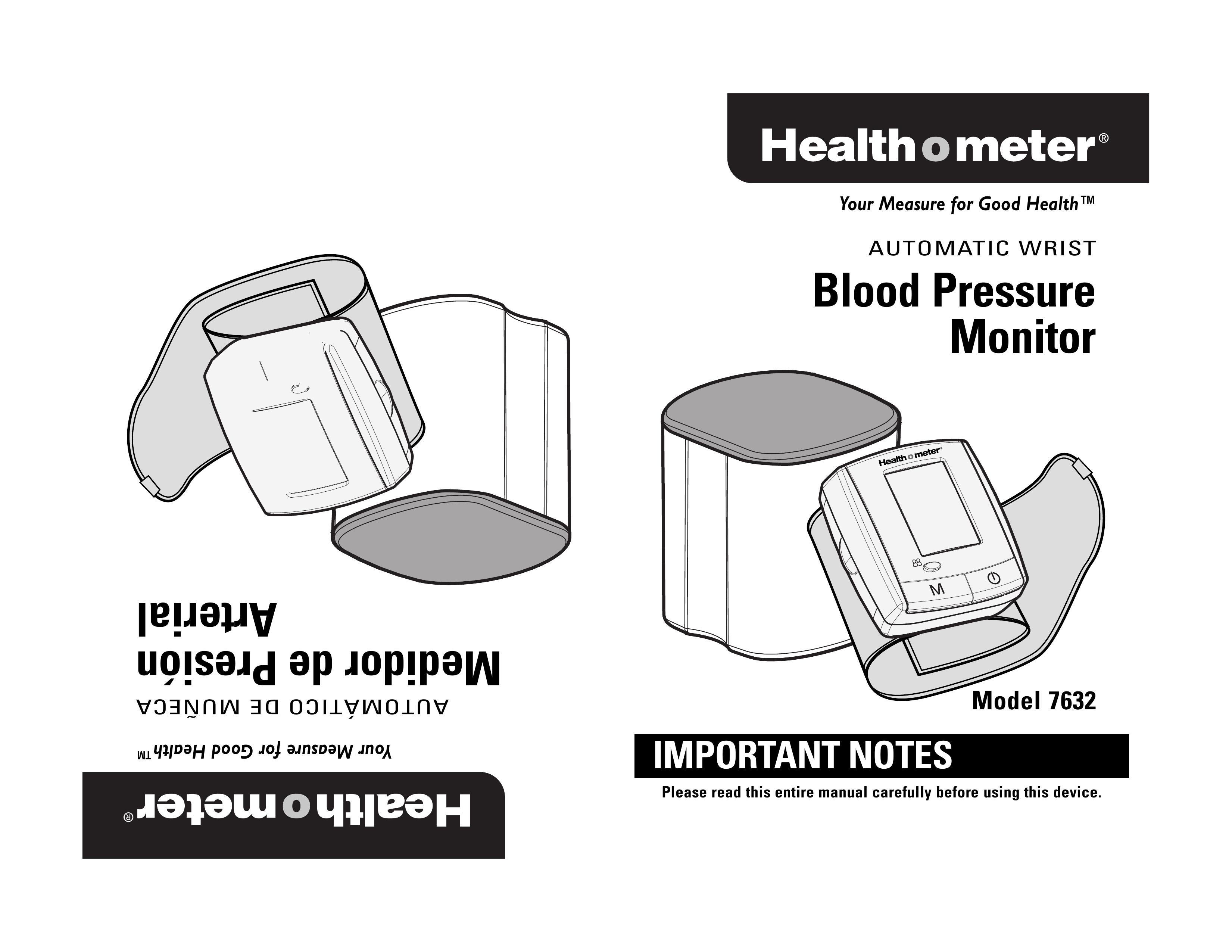 Health O Meter 7632 Blood Pressure Monitor User Manual