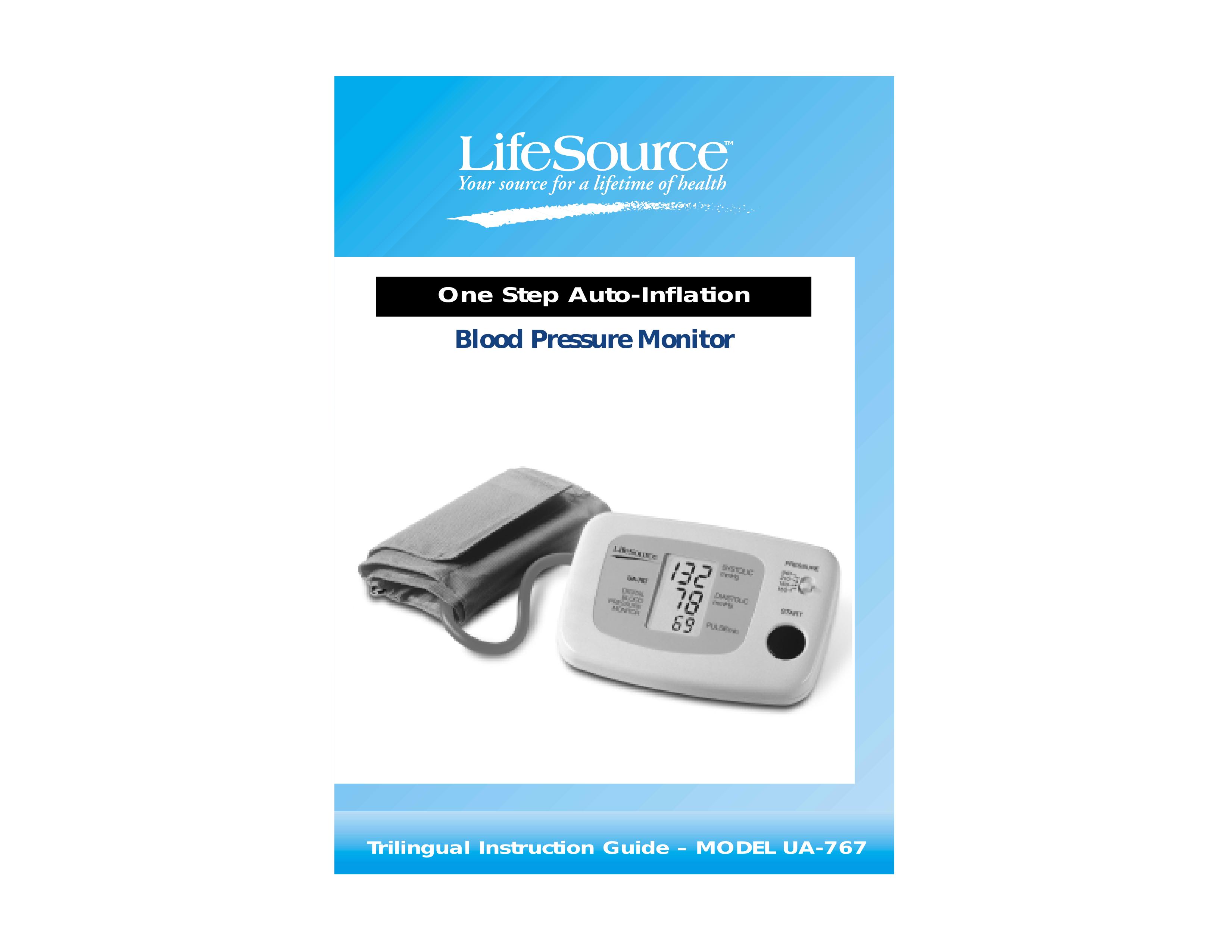 LifeSource UA-767 Blood Pressure Monitor User Manual