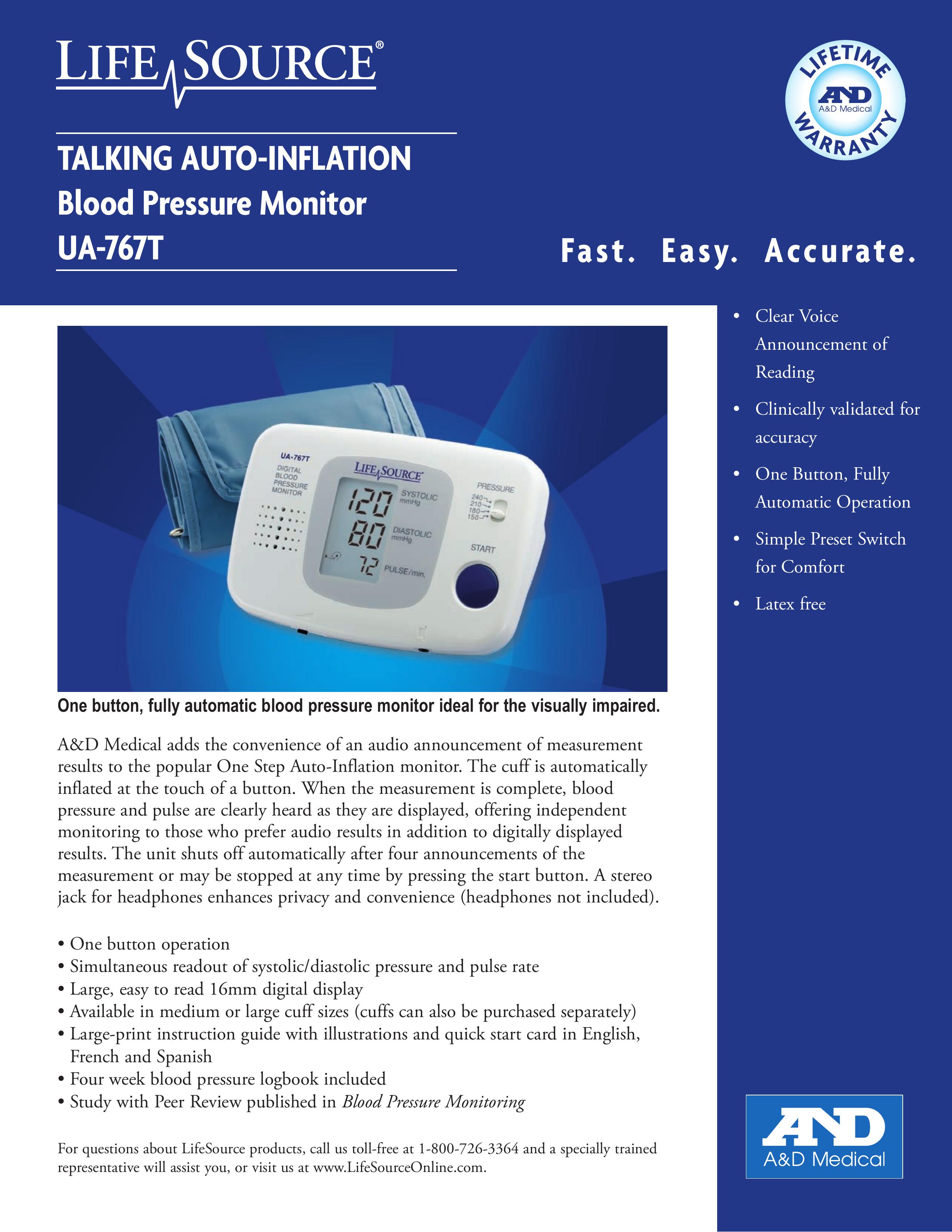 LifeSource UA-767T Blood Pressure Monitor User Manual
