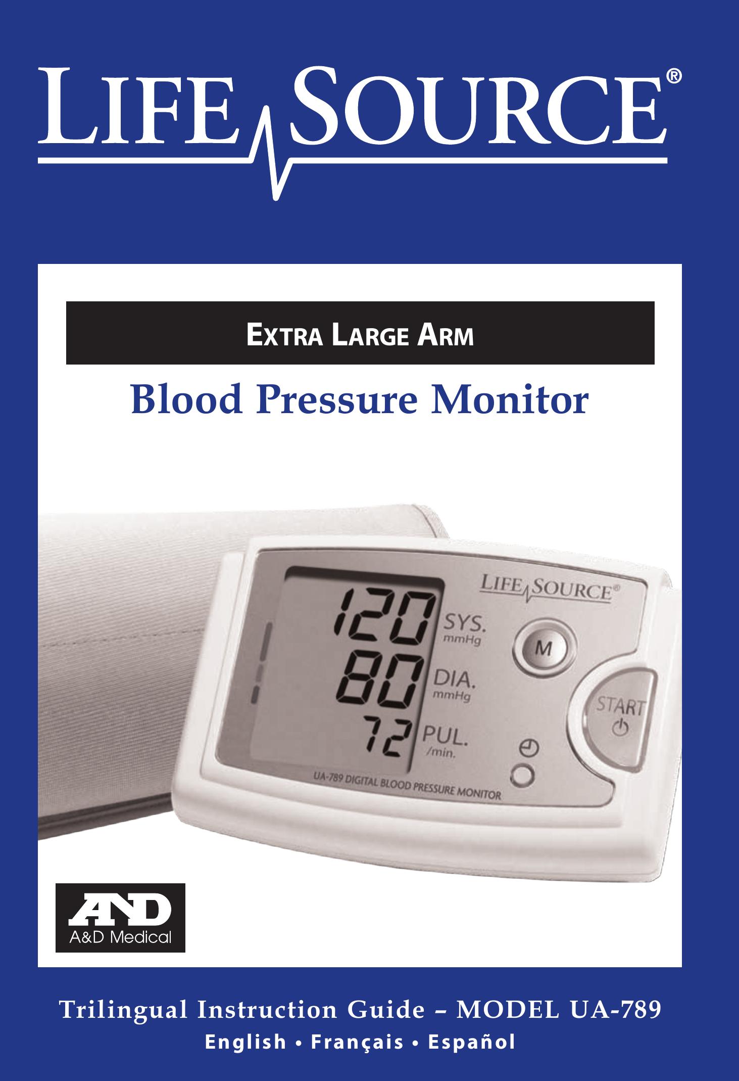 LifeSource UA-789 Blood Pressure Monitor User Manual