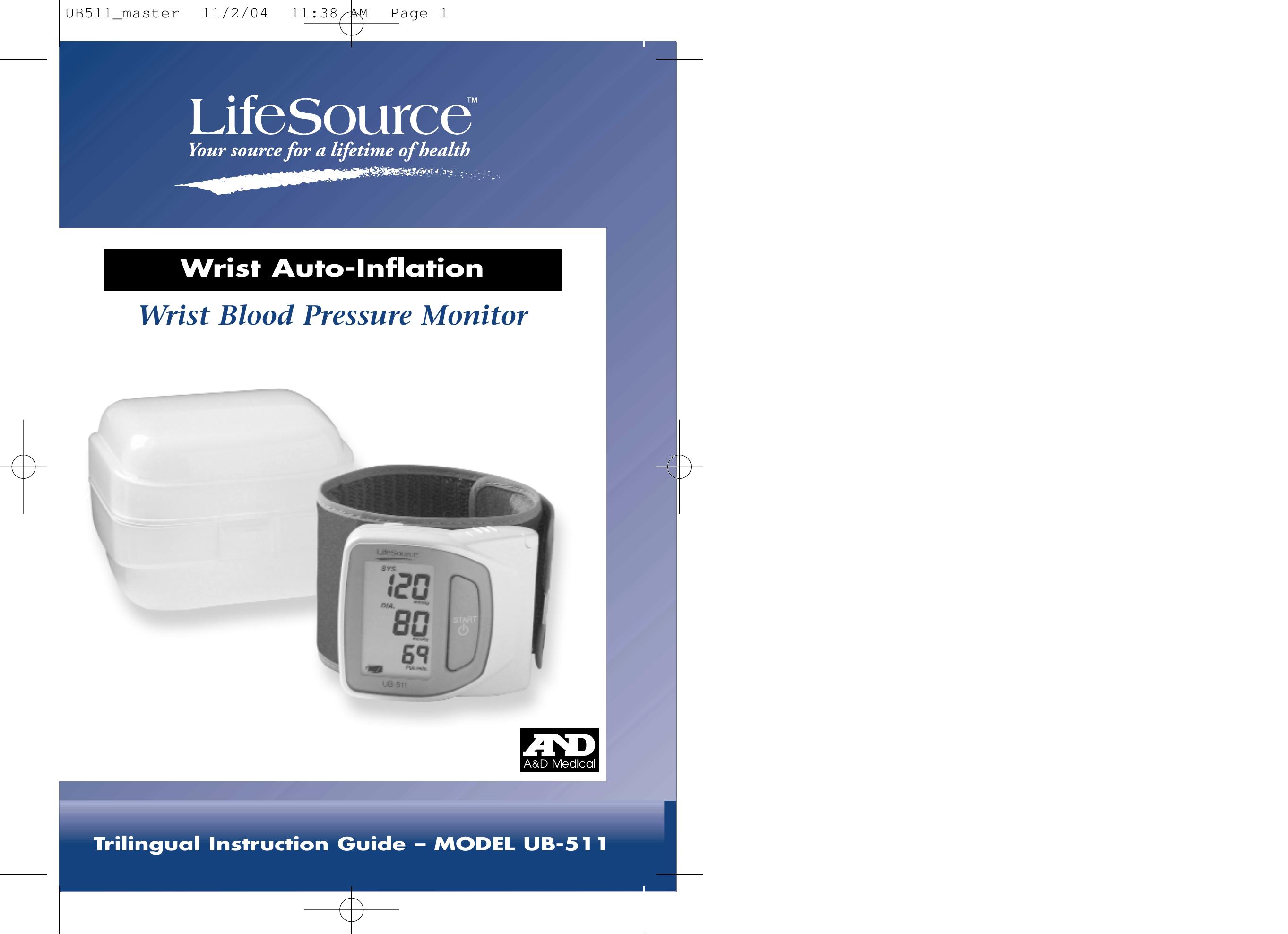 LifeSource UB-511 Blood Pressure Monitor User Manual