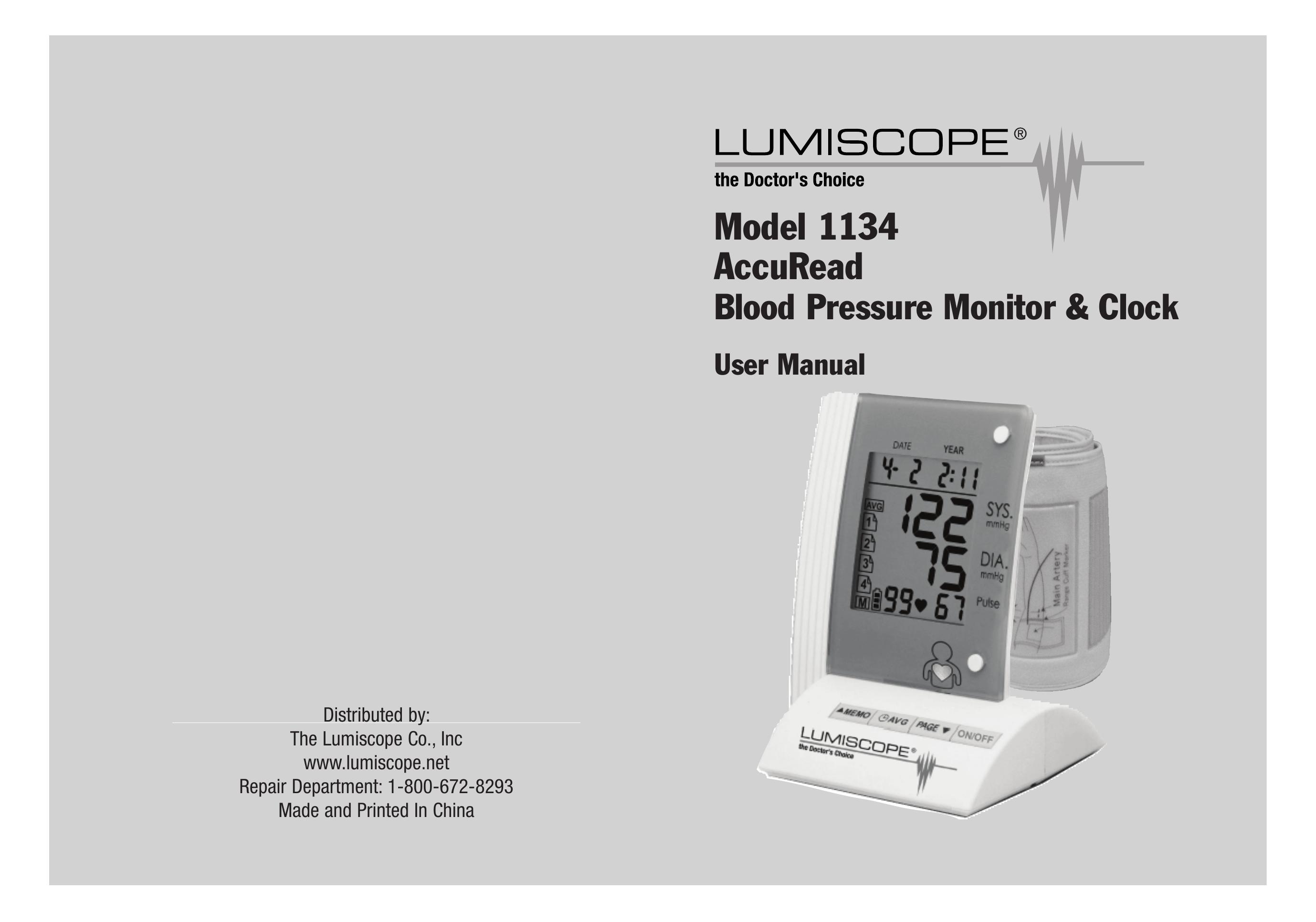 Lumiscope 1134 Blood Pressure Monitor User Manual