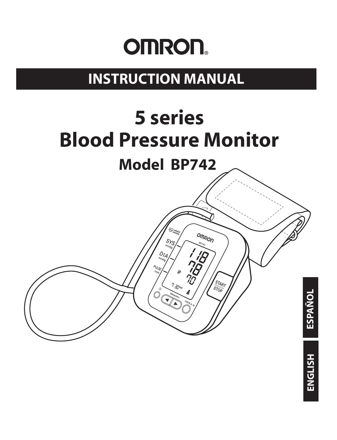 Omron BP742 Blood Pressure Monitor User Manual