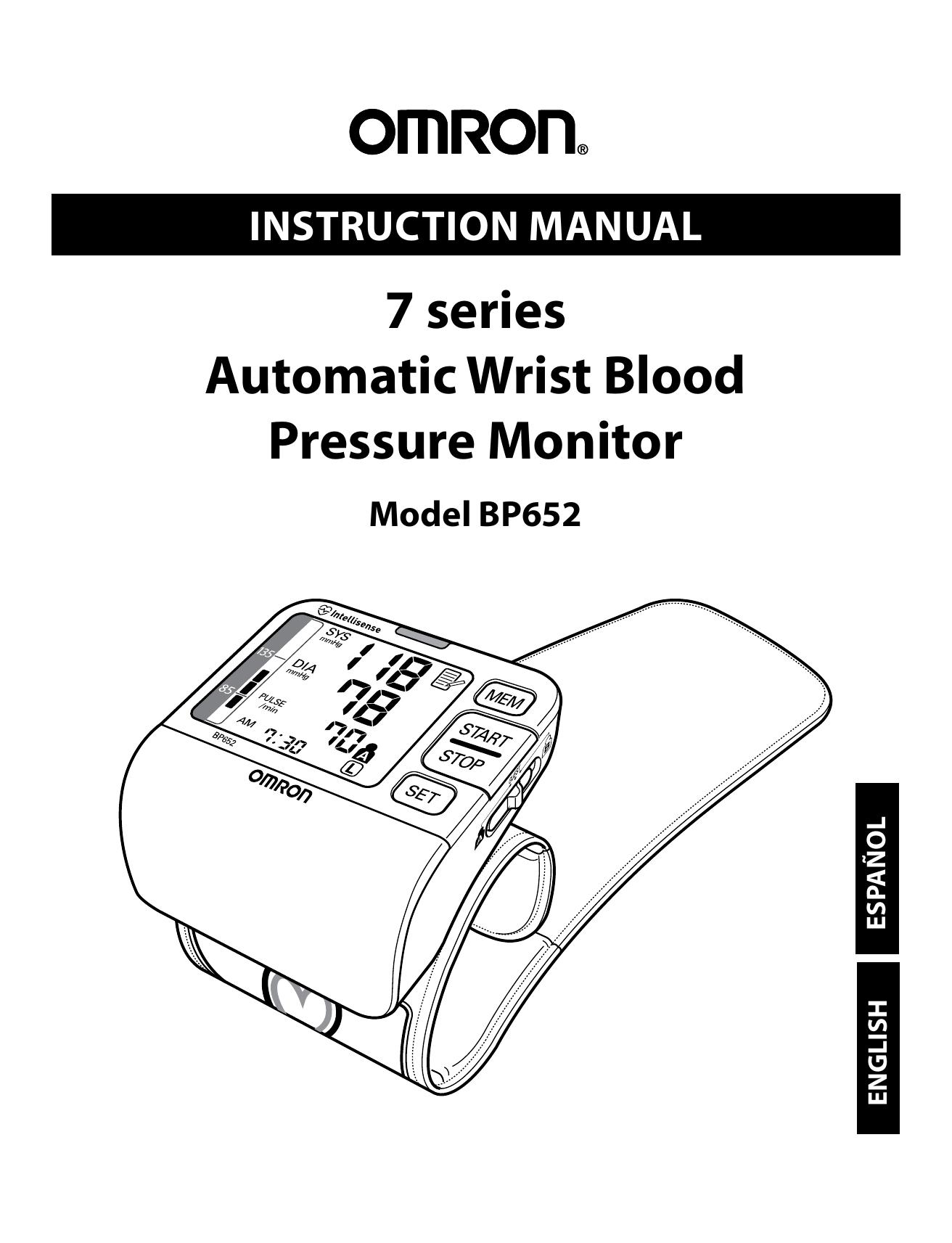 Omron Healthcare BP652 Blood Pressure Monitor User Manual