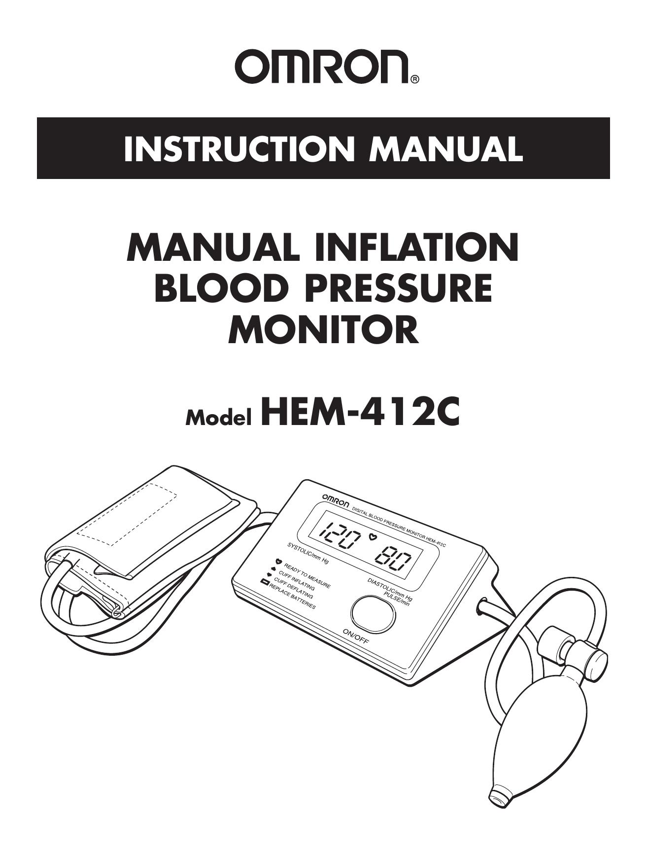Omron Healthcare HEM-412C Blood Pressure Monitor User Manual