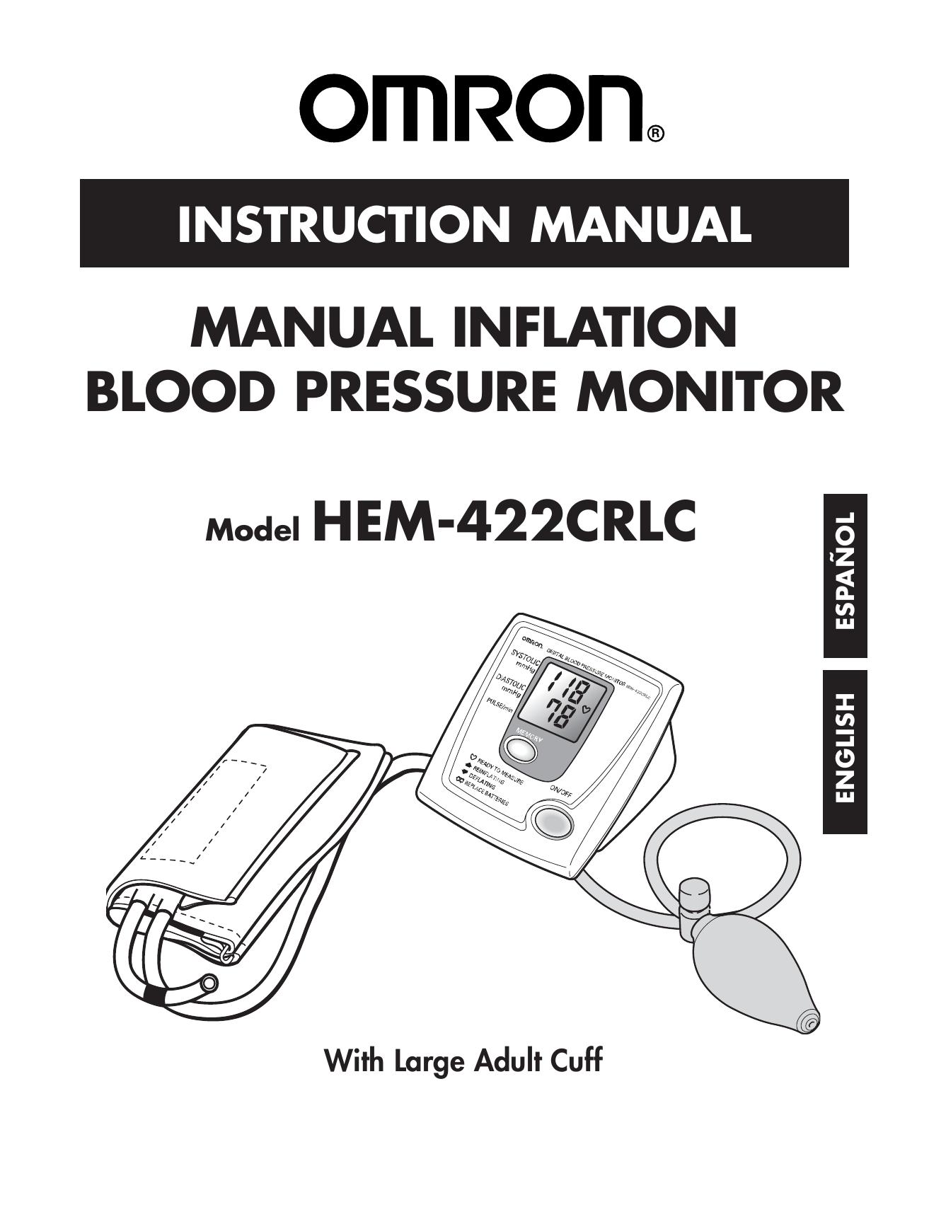 Omron Healthcare HEM-422CRLC Blood Pressure Monitor User Manual