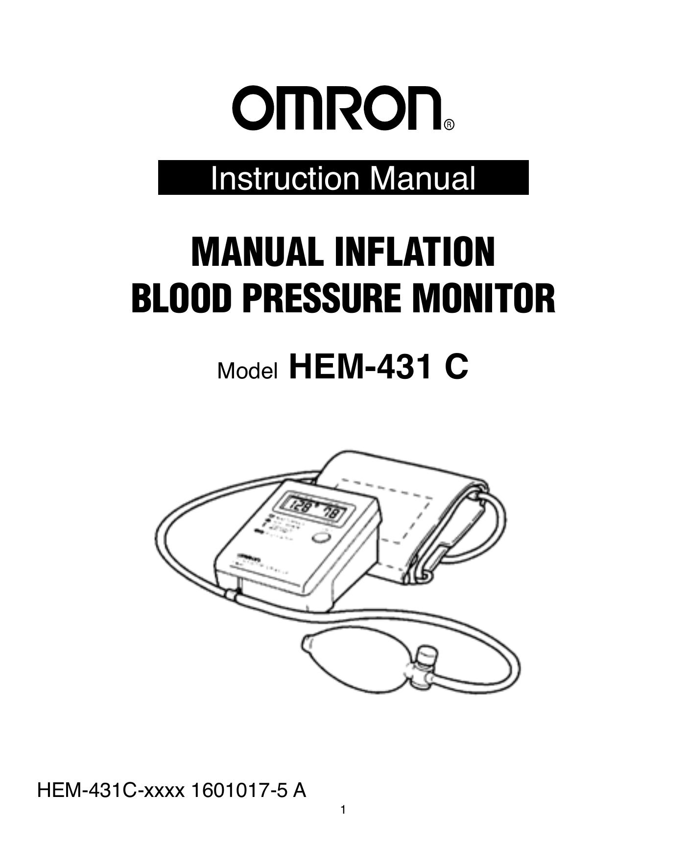 Omron Healthcare HEM-431C Blood Pressure Monitor User Manual