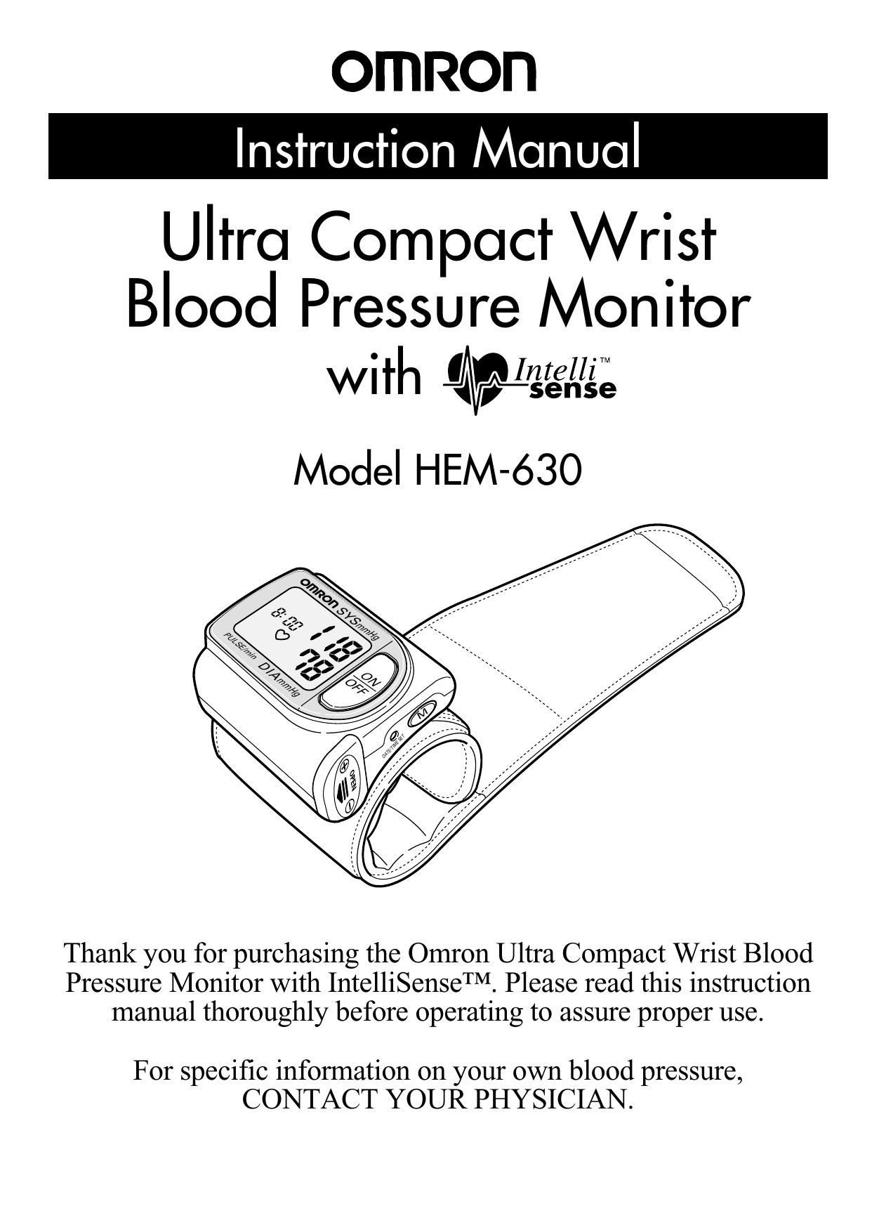 Omron Healthcare HEM-630 Blood Pressure Monitor User Manual
