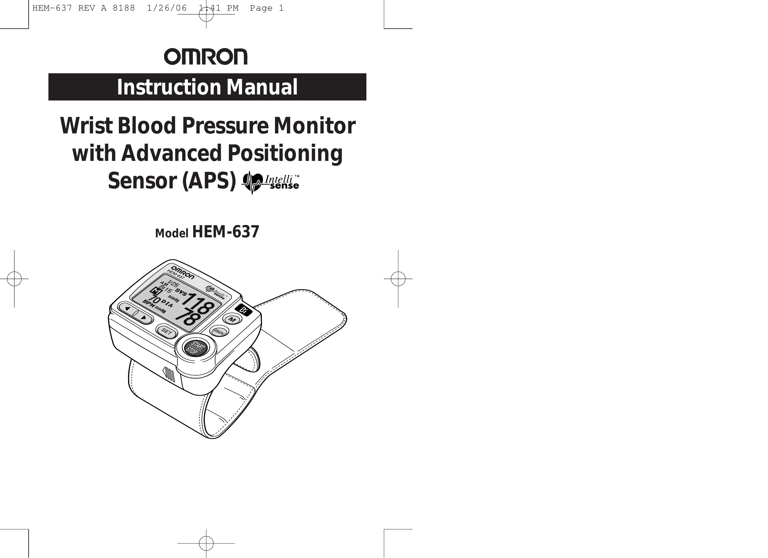 Omron Healthcare HEM-637 Blood Pressure Monitor User Manual