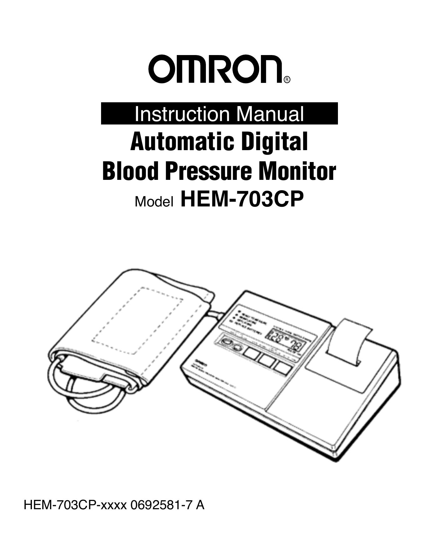 Omron Healthcare HEM-703CP Blood Pressure Monitor User Manual