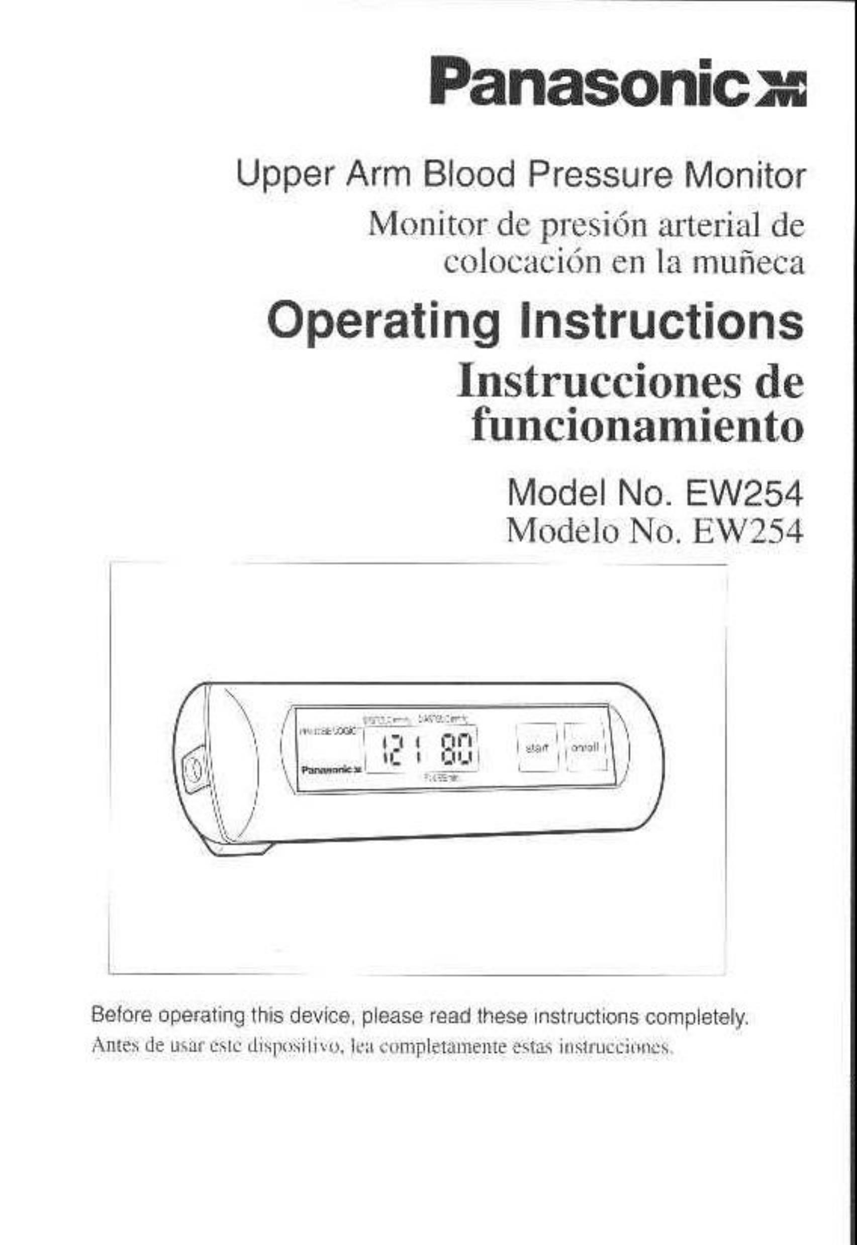 Panasonic EW-254 Blood Pressure Monitor User Manual
