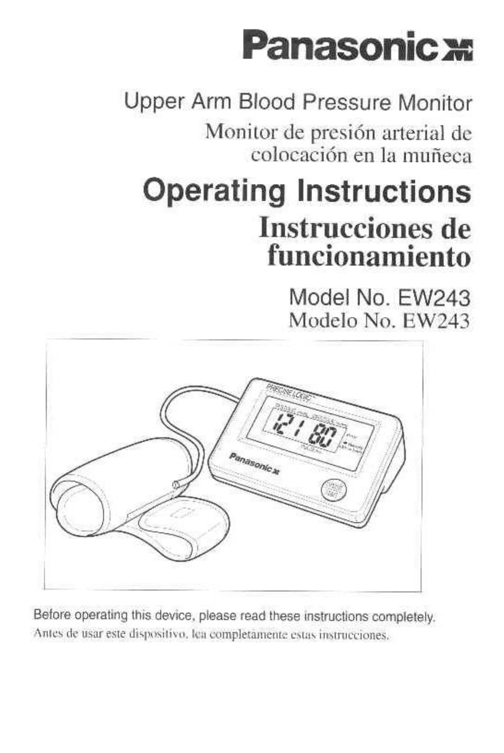 Panasonic EW243 Blood Pressure Monitor User Manual