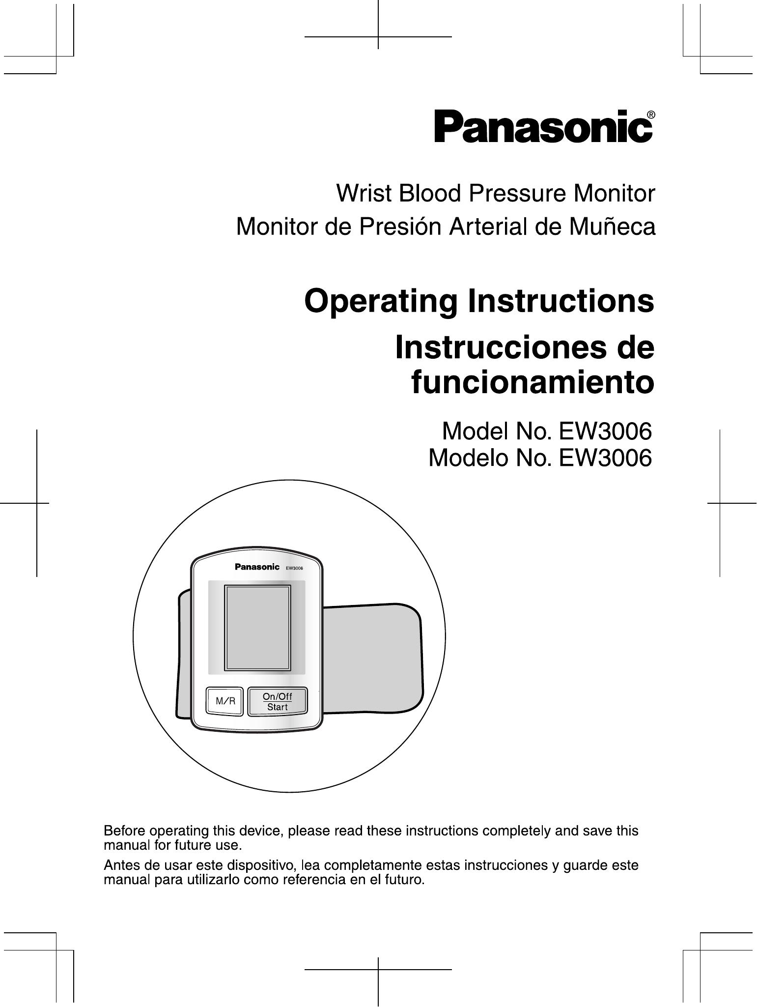 Panasonic EW3006 Blood Pressure Monitor User Manual