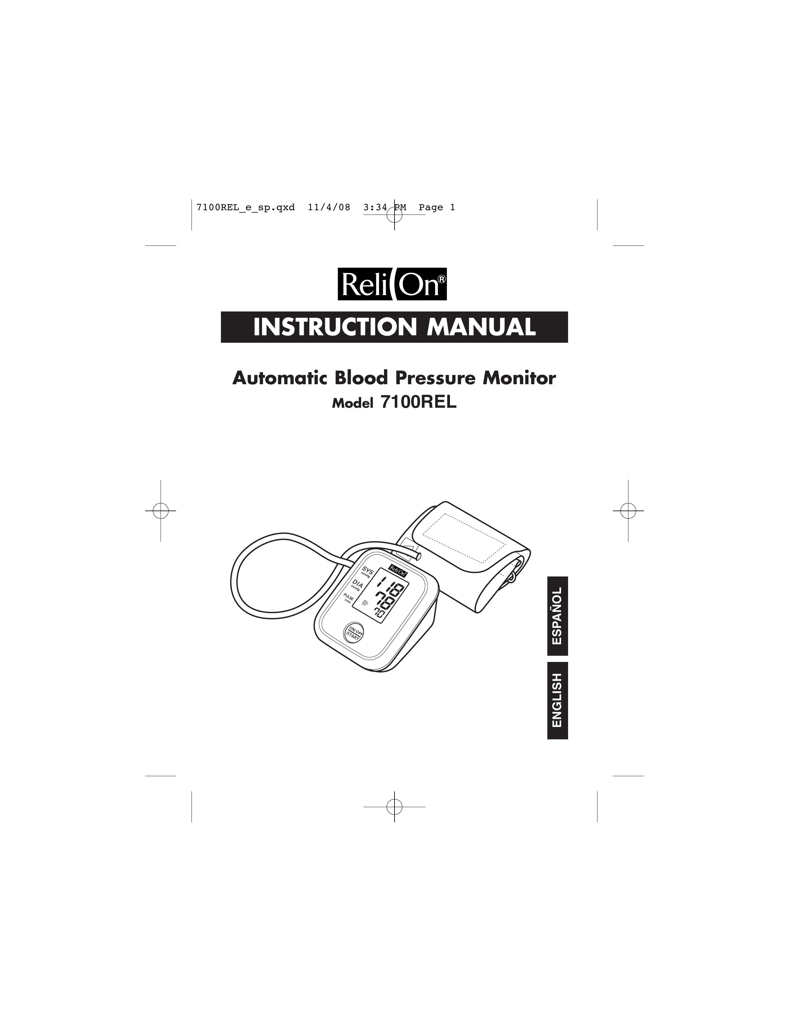 ReliOn 7100REL Blood Pressure Monitor User Manual
