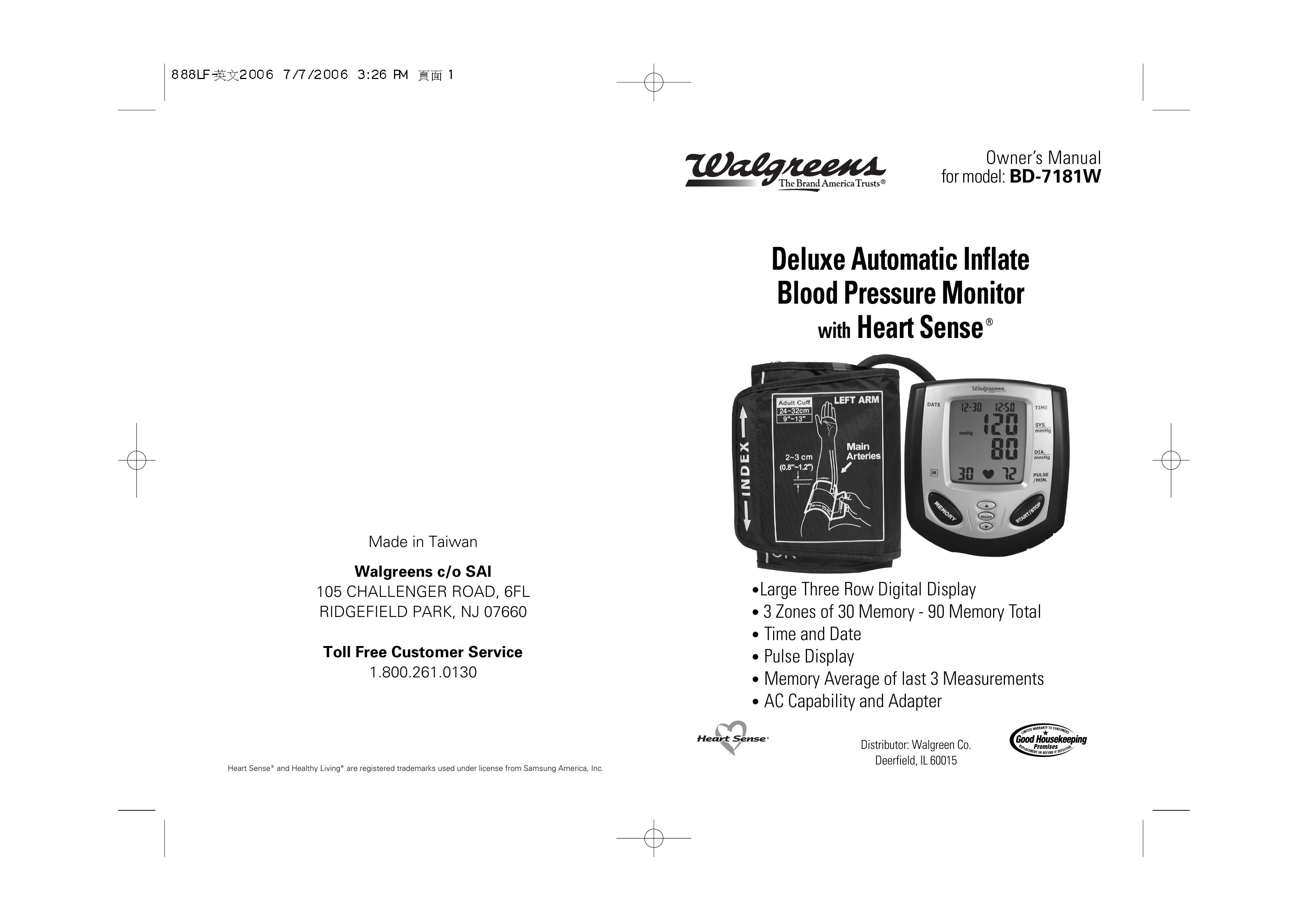 Samsung BD-7181W Blood Pressure Monitor User Manual